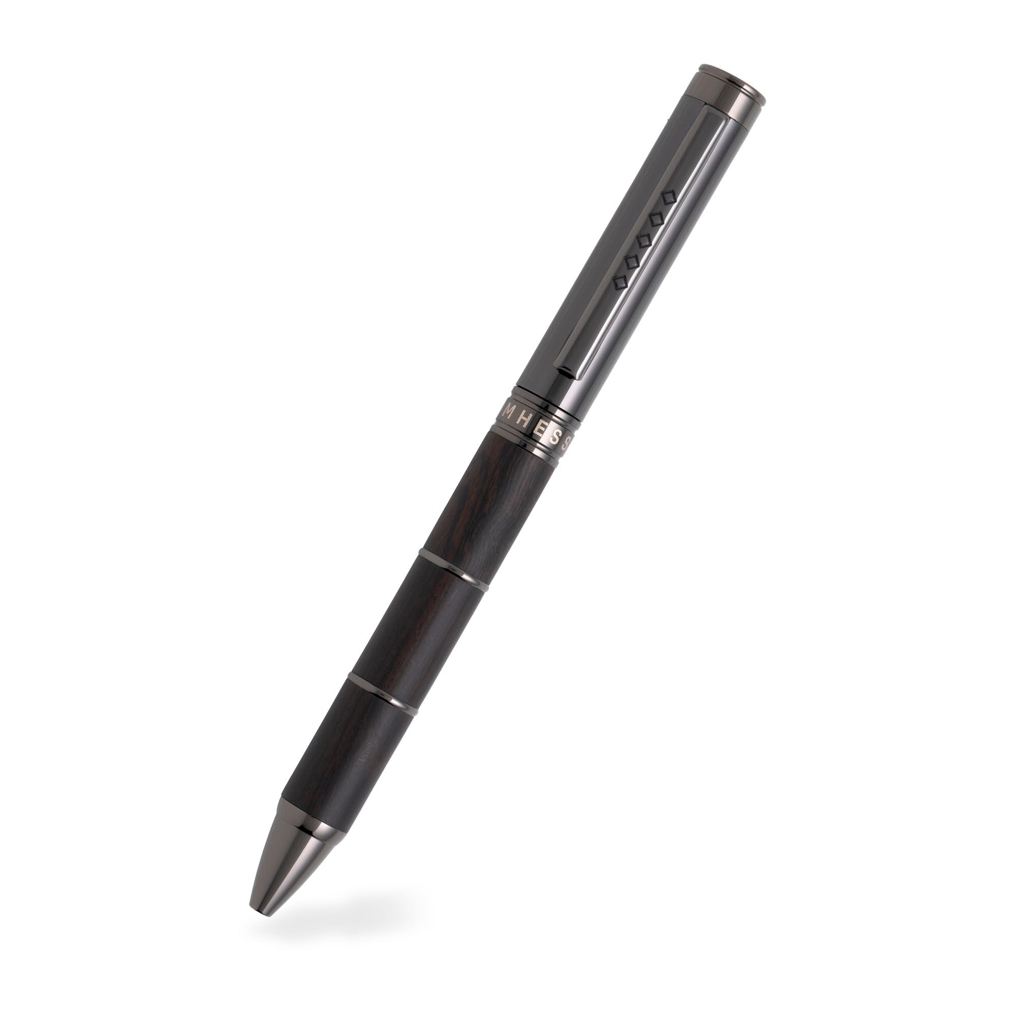 Tom Hessin Revolution Charcoal Ballpoint Pen Wooden Barrel & Gunmetal Trim - Pen Boutique Ltd