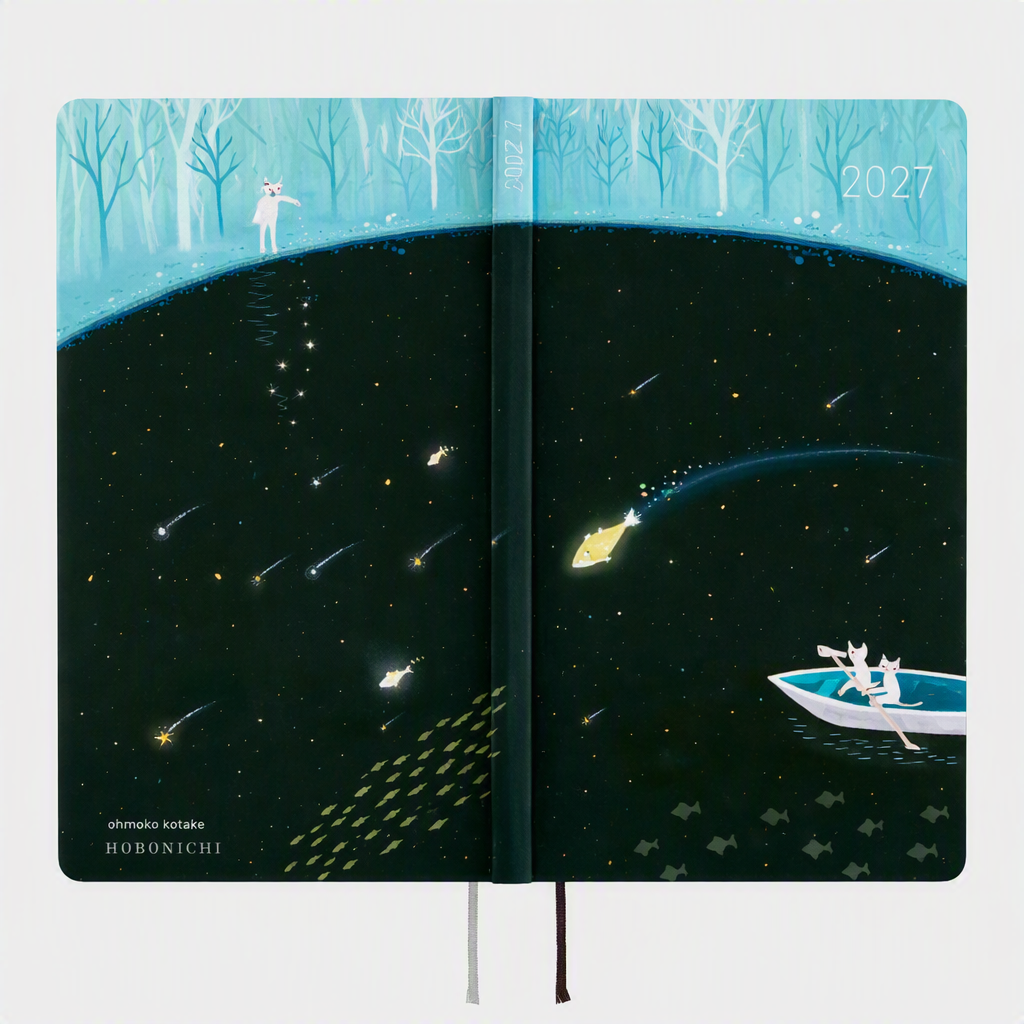 Hobonichi 2027 Light Hardcover Book - Hiroko Kubota: Meteor Shower in the Light Blue Forest - Tall & Slim (Weeks - January Start)