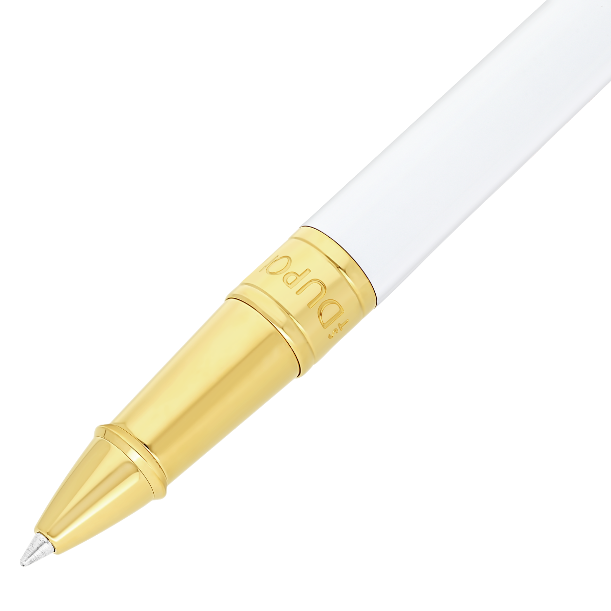 S T Dupont D-Initial Rollerball Pen - White - Gold Trim-Pen Boutique Ltd