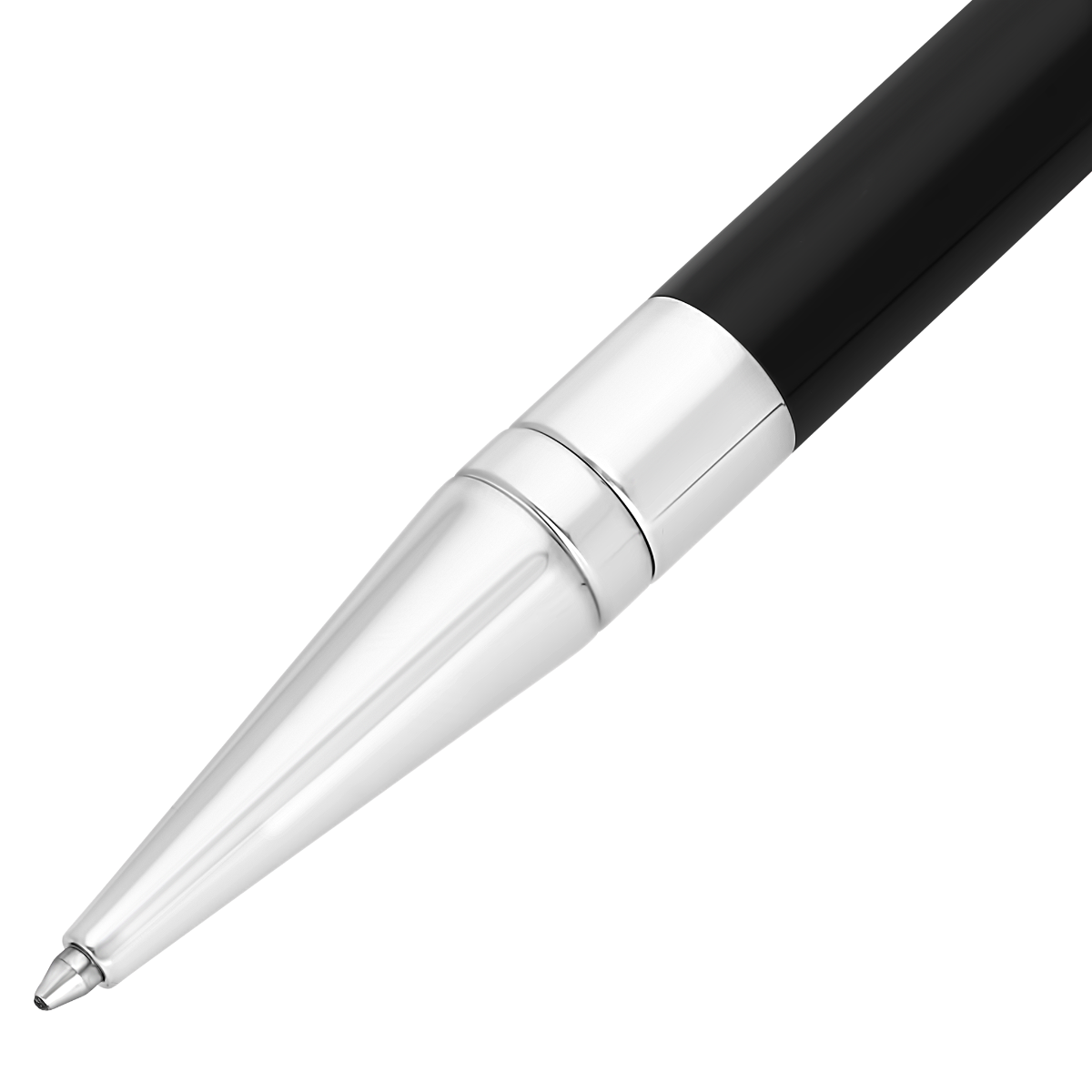 S T Dupont D-Initial Ballpoint Pen - Black - Chrome Trim-Pen Boutique Ltd