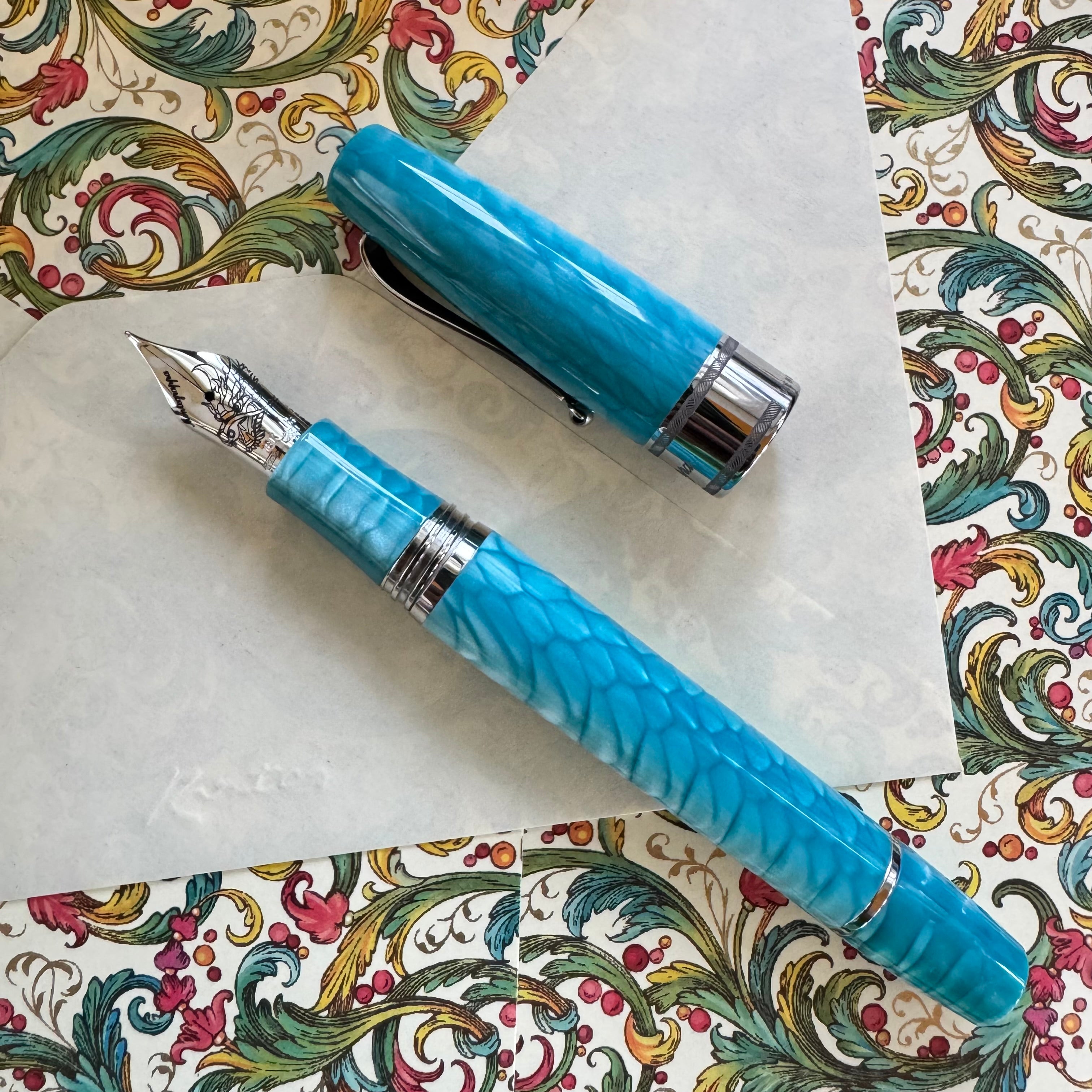 On Sale: Montegrappa Limited Edition Fountain Pen - Regal Year Of The Dragon - Laguna Blue (Extra & Deluxe)-Pen Boutique Ltd