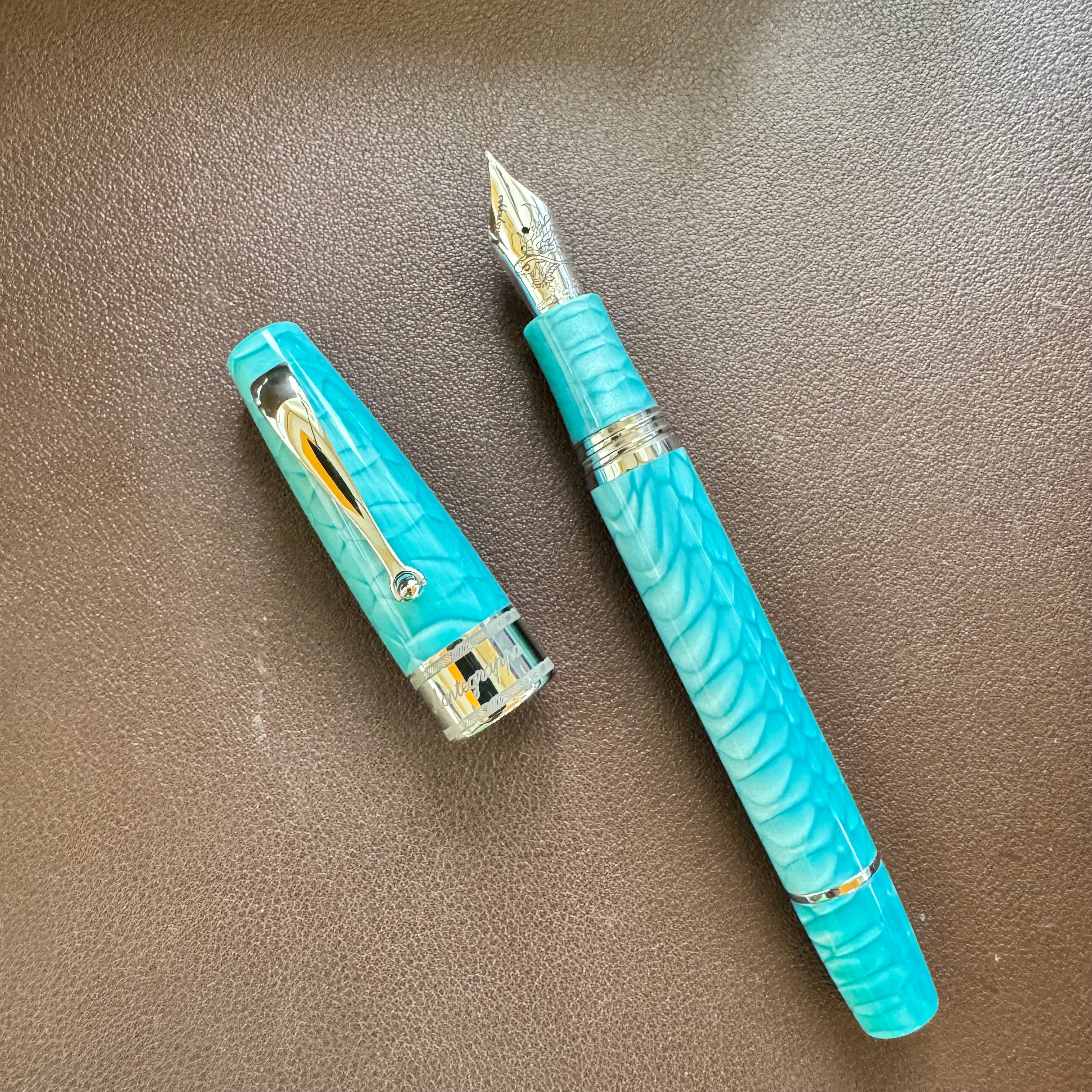 On Sale: Montegrappa Limited Edition Fountain Pen - Regal Year Of The Dragon - Laguna Blue (Extra & Deluxe)-Pen Boutique Ltd