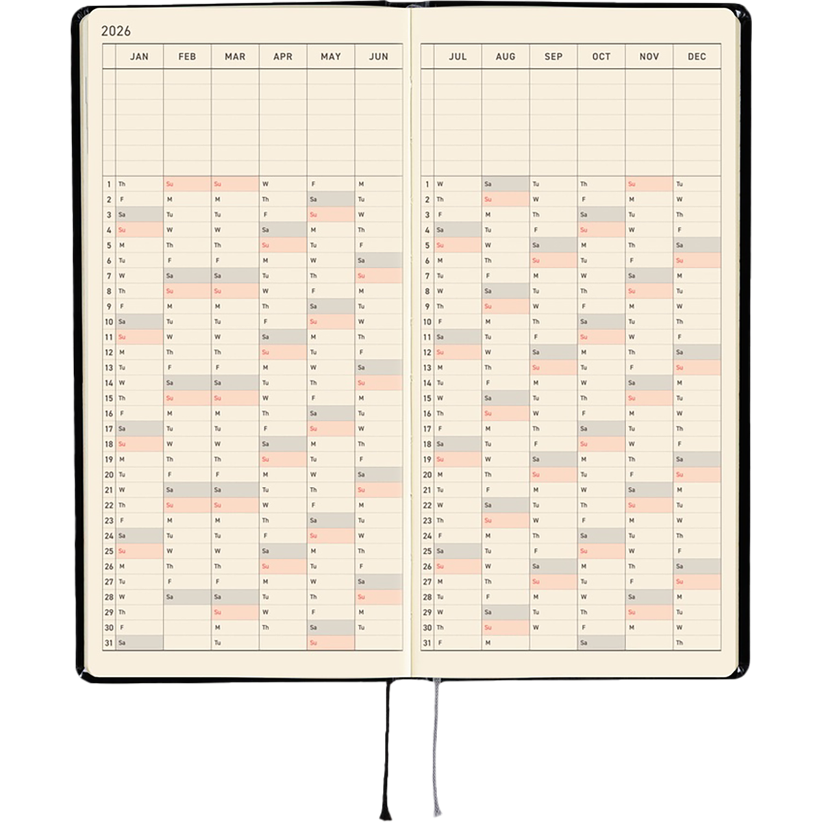 Hobonichi Light Hard Cover English Book - Yumi Kitagishi: White Cat’s Daily Life - Tall & Slim (Weeks - January Start)-Pen Boutique Ltd