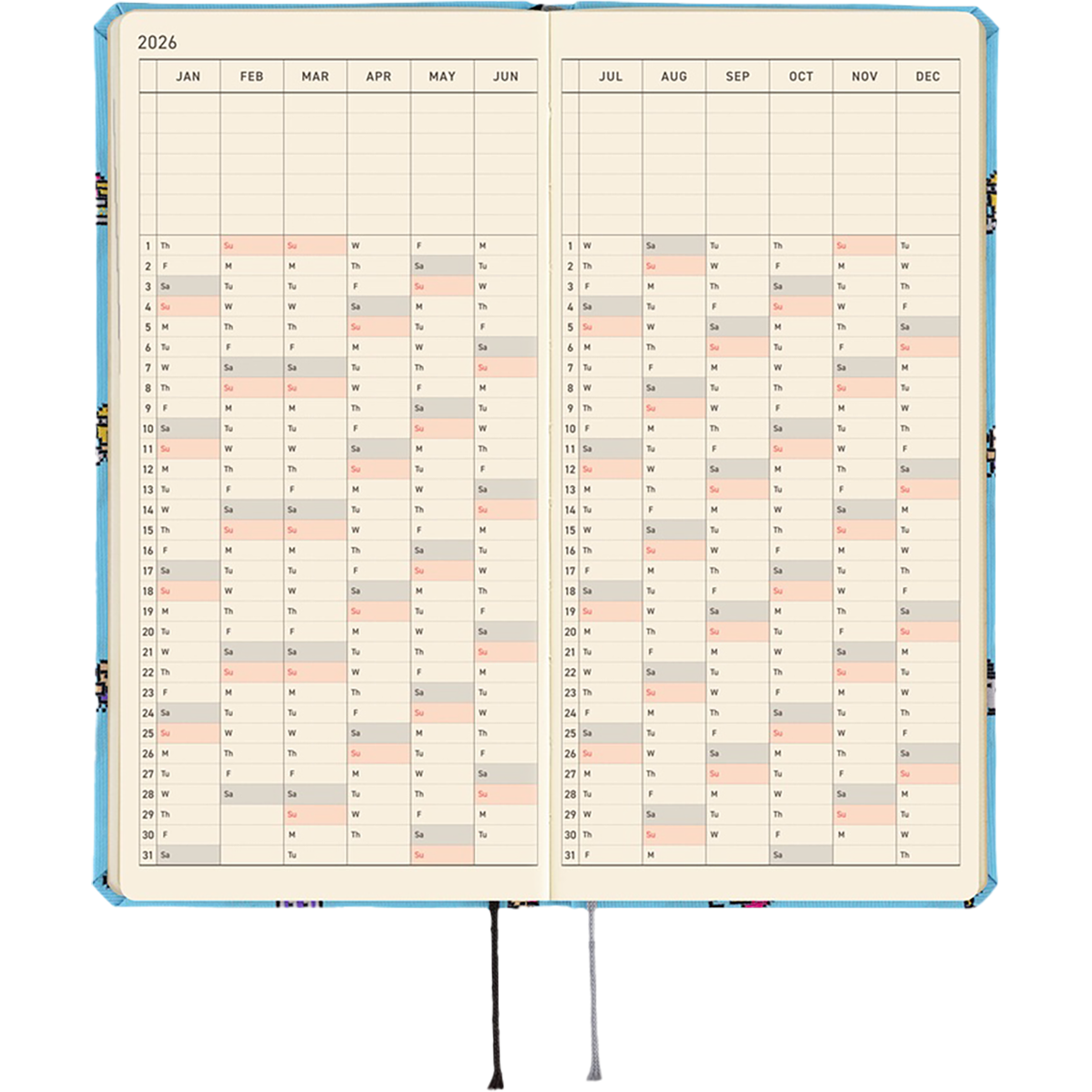 Hobonichi Light Hard Cover English Book - Tamagotchi: Our Tamagotchi - Tall & Slim (Weeks - January Start)-Pen Boutique Ltd