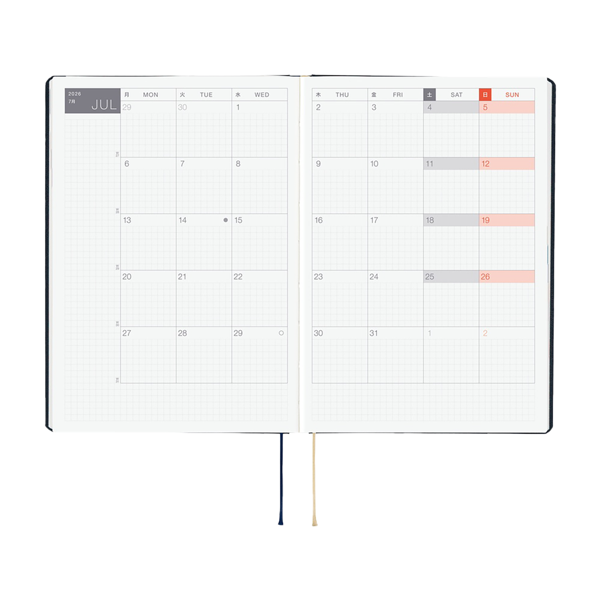 Hobonichi Hard Cover English Book - Slash (Navy) & HON Stamped - A5 (January Start)-Pen Boutique Ltd