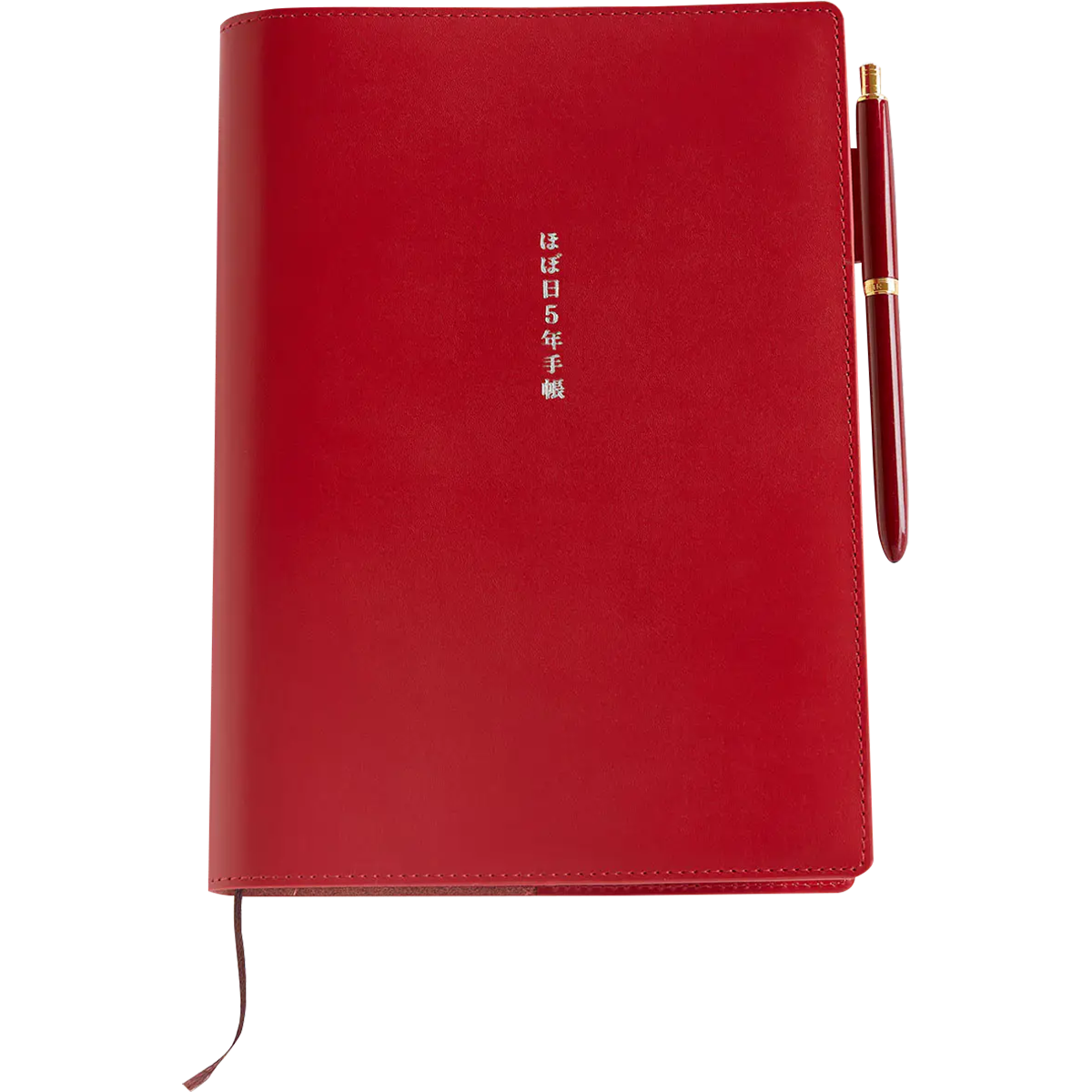 Hobonichi 5-Year Techo Leather Japanese 2026-2030 Book & Cover - A5 - Red