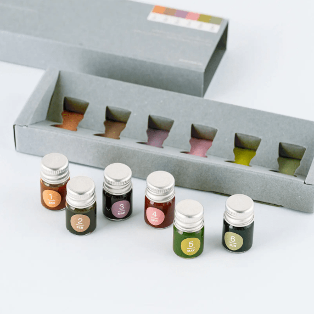 Hobonichi Mini Ink Bottle Set - Kakimori x TSUKI no IRO (January - June) - Pen Boutique Ltd