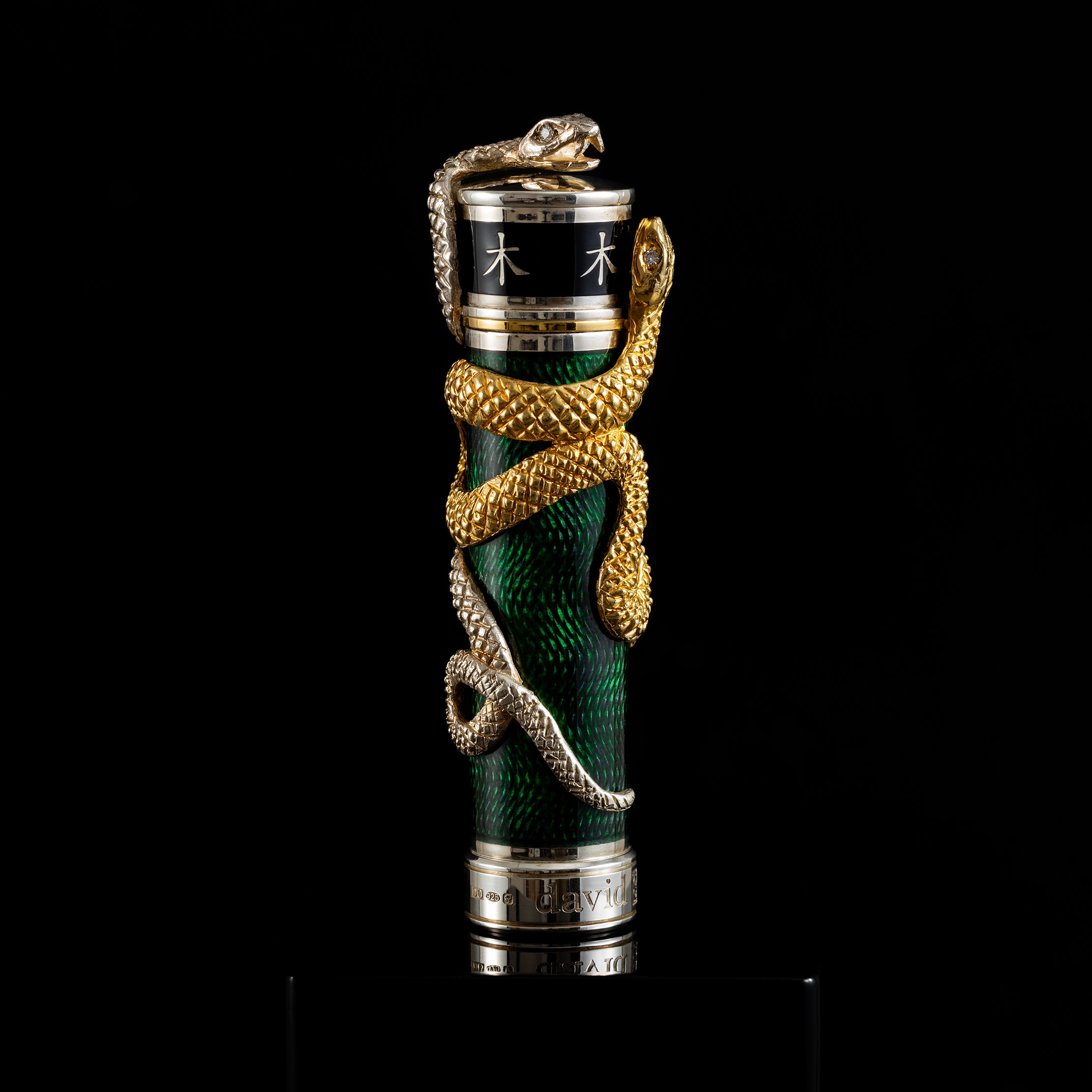 David Oscarson Green Wood Snake Fountain Pen - Verdigris (Limited Edition)-Pen Boutique Ltd