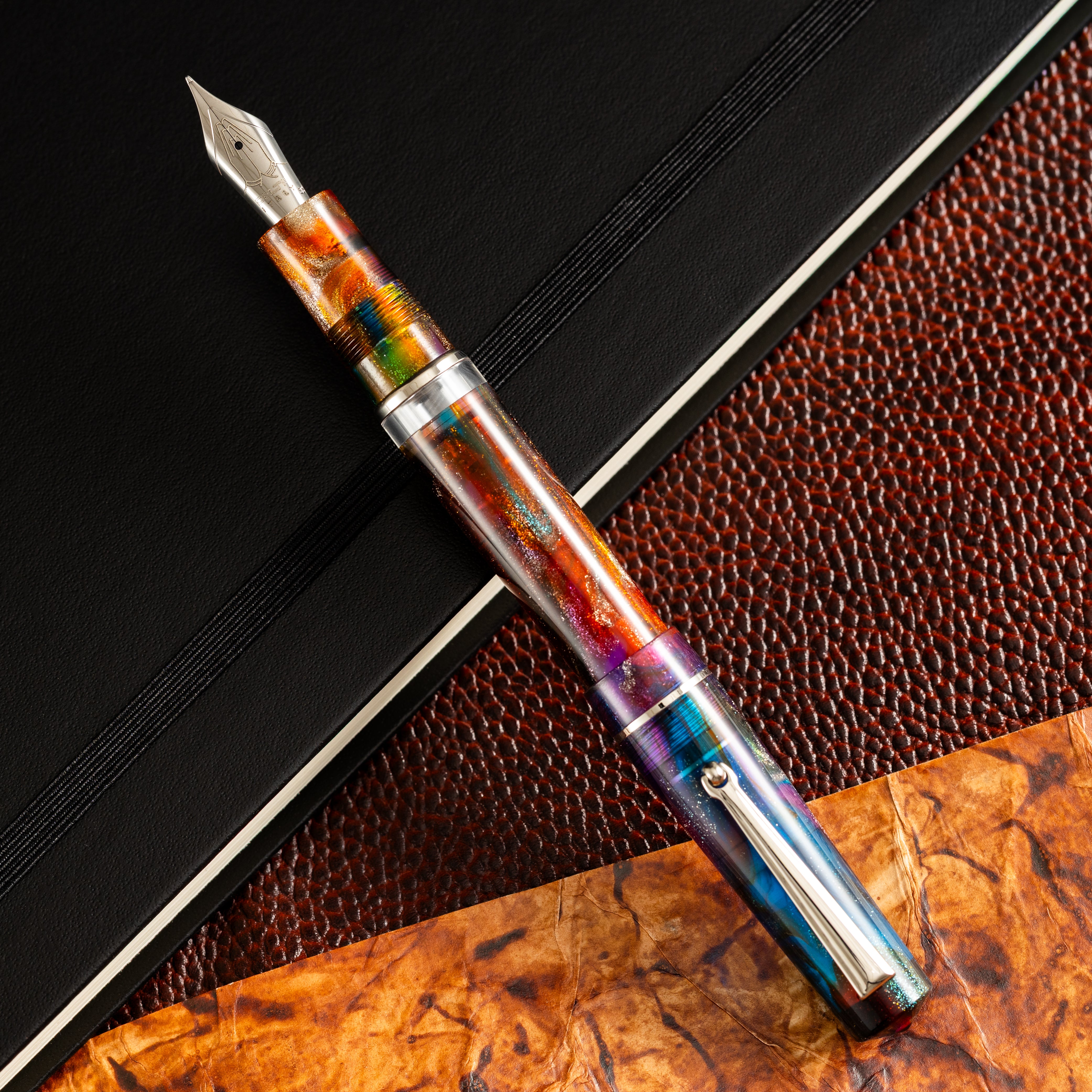 Delta Duna Fountain Pen - Limited Edition - Primary Manipulation 5.0 Holi Rang - Steel (Pen Boutique Exclusive)-Pen Boutique Ltd