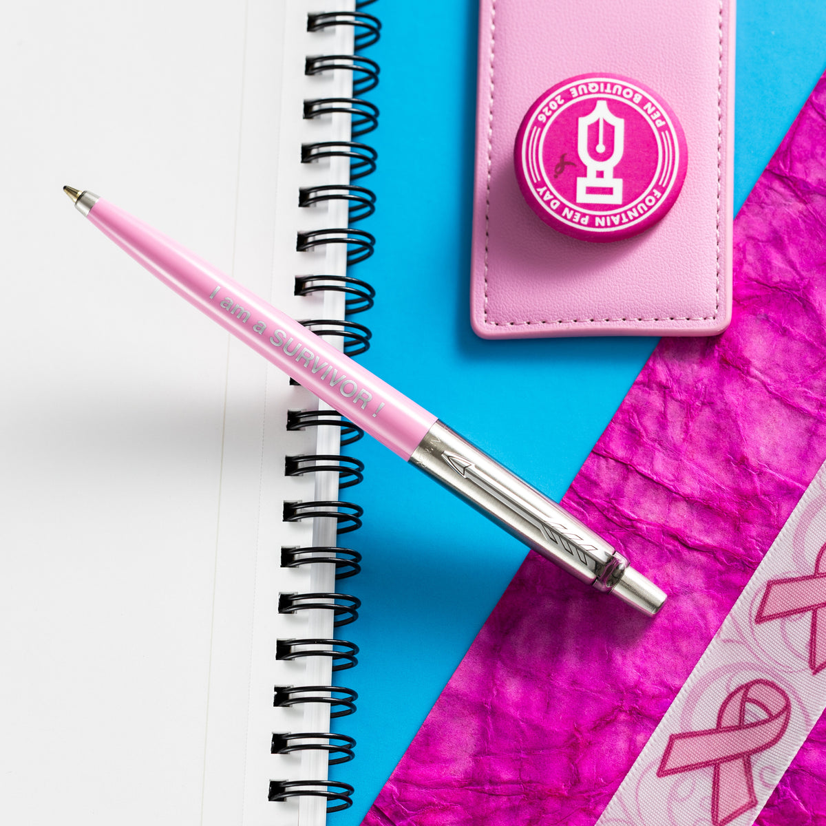 Parker Jotter Ballpoint Pen - Pink (I AM A SURVIVOR) - Pen Boutique Ltd