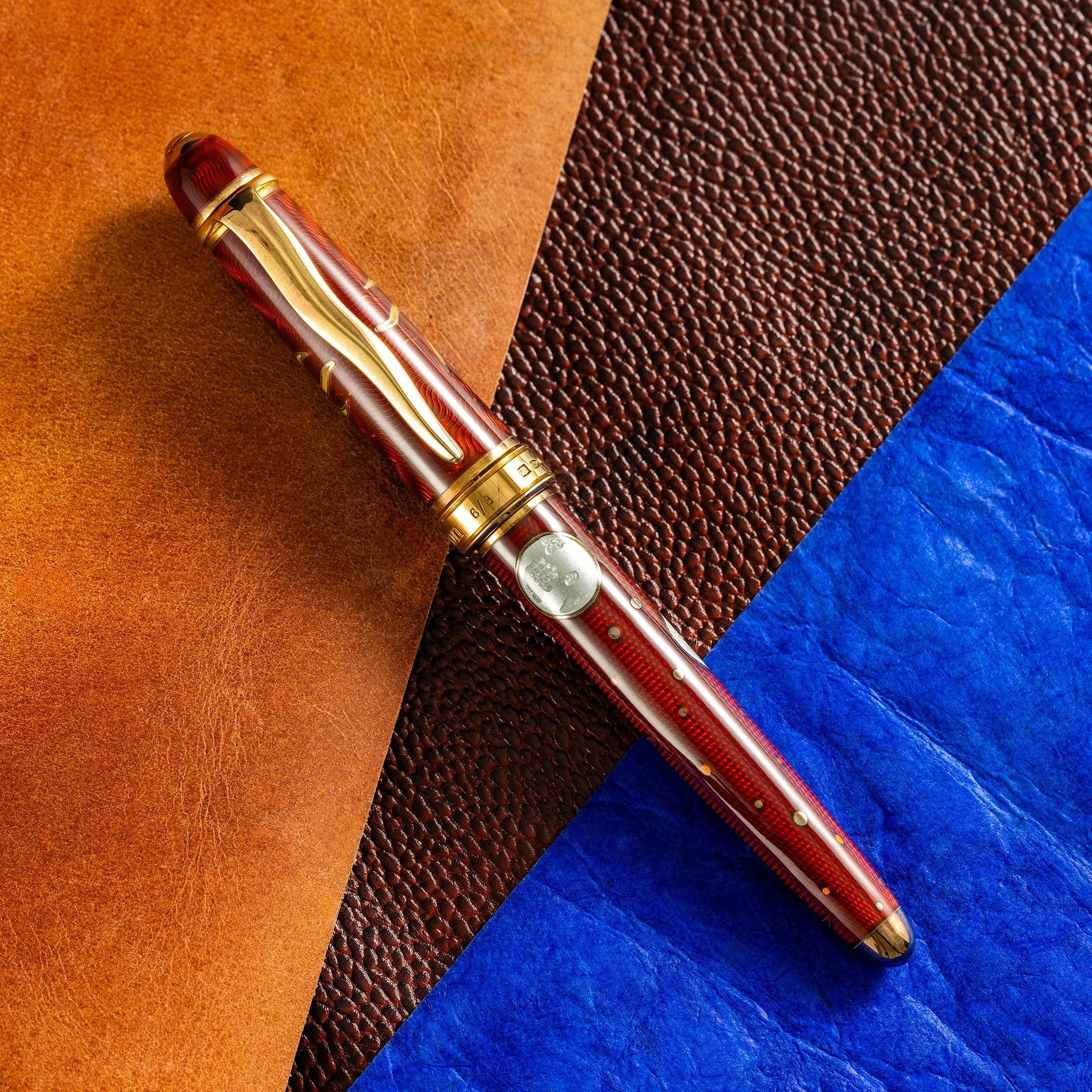 David Oscarson Celestial Fountain Pen - Limited Edition - Fire Red Golden Yellow - Pen Boutique Ltd