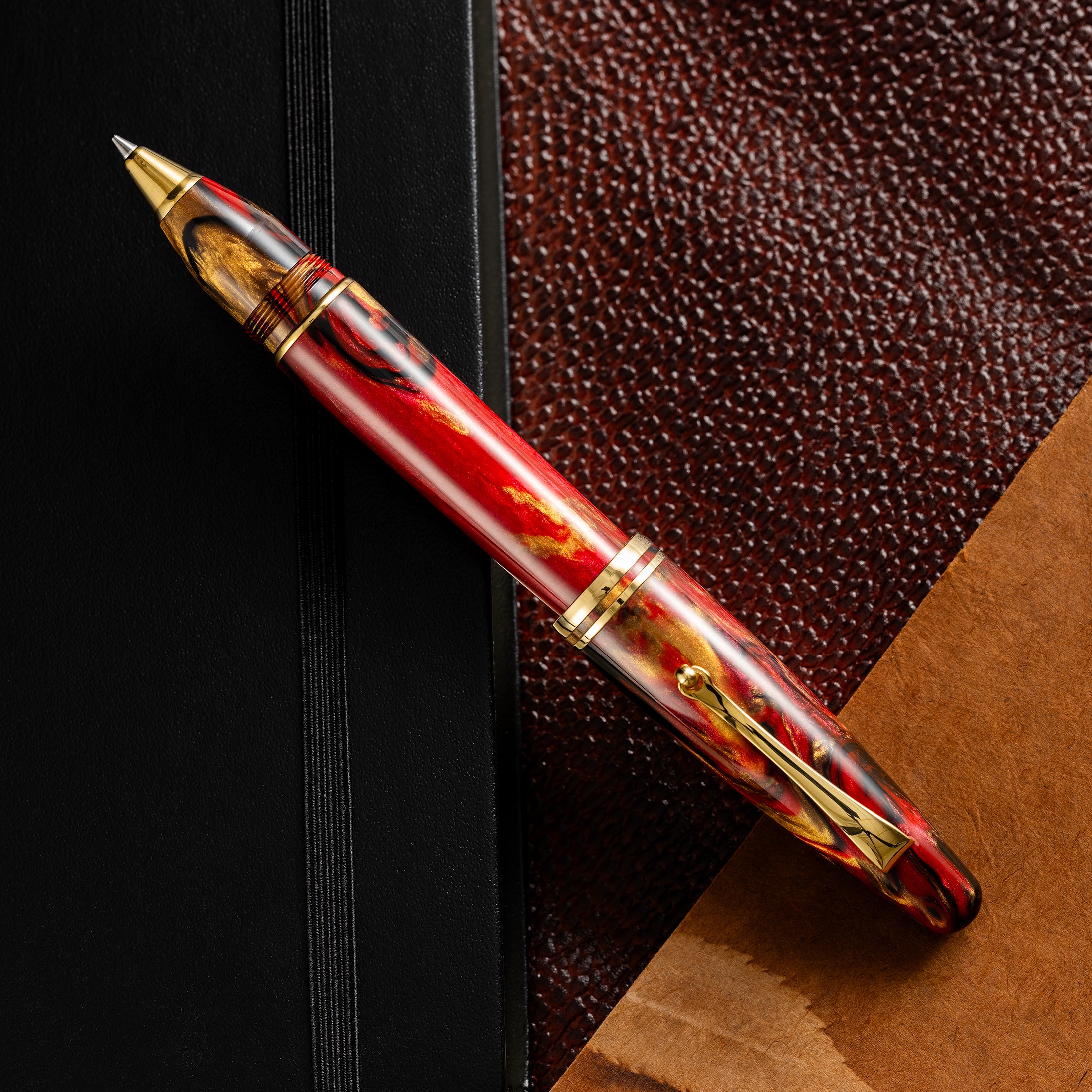 Maiora Ultra Ogiva Rollerball Pen - Golden Rule - Gold Trim-Pen Boutique Ltd