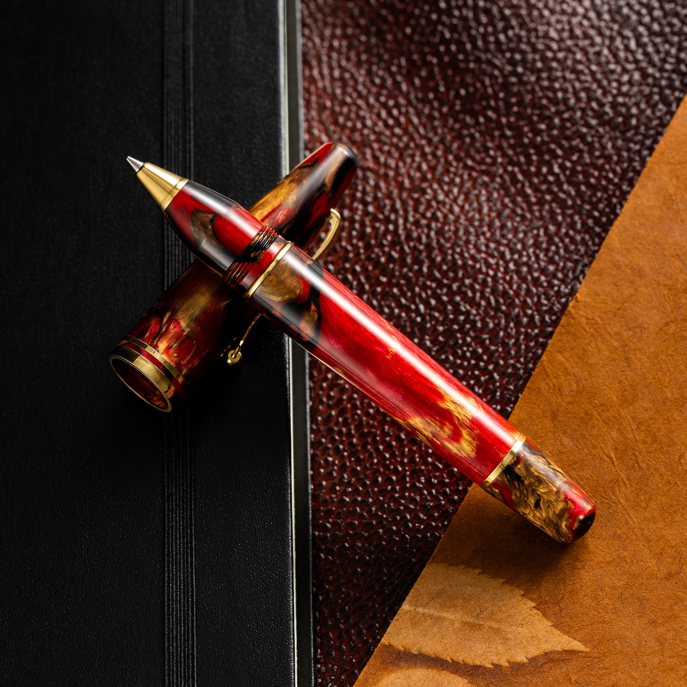 Maiora Ultra Ogiva Rollerball Pen - Golden Rule - Gold Trim - Pen Boutique Ltd