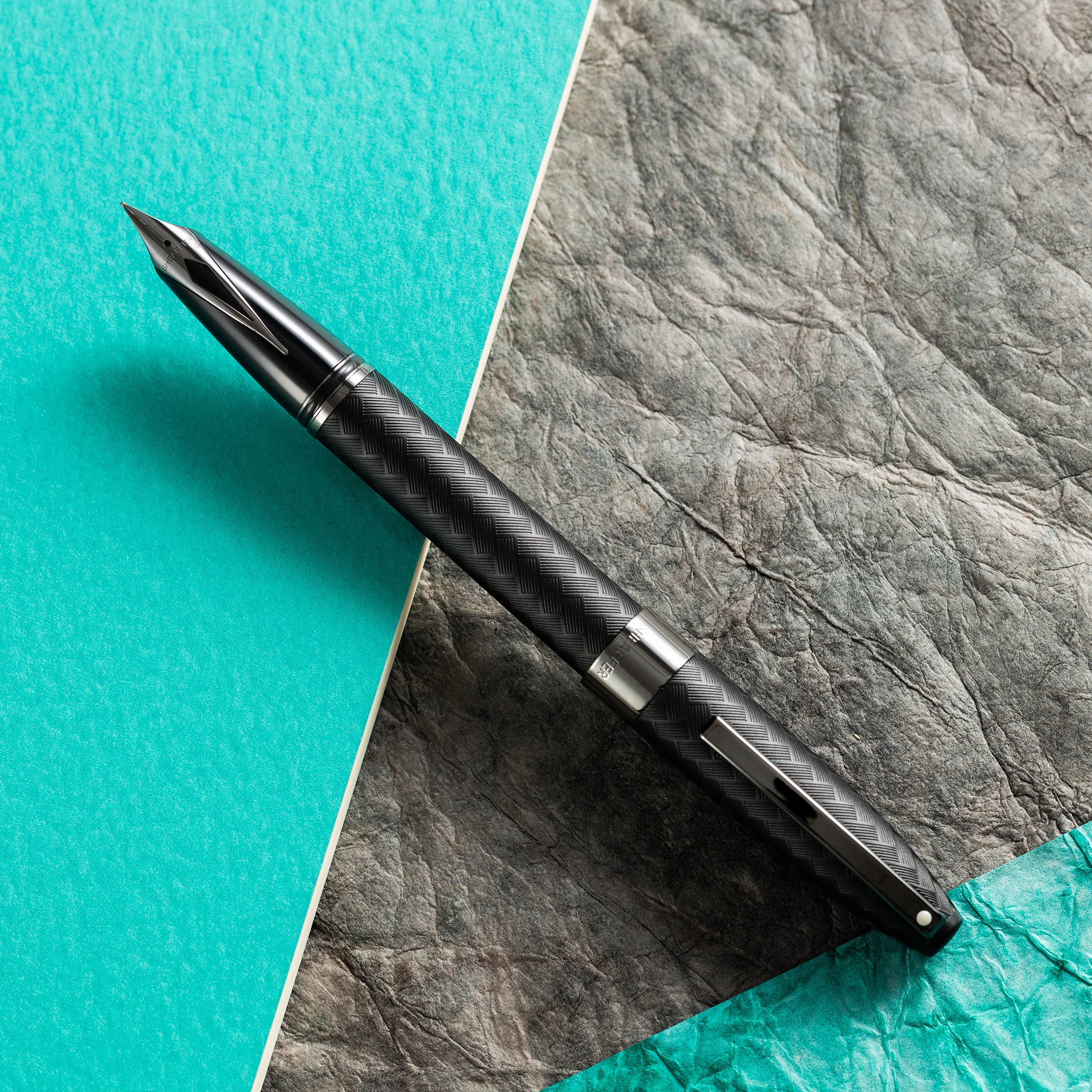 Sheaffer Legacy Fountain Pen - Chevron Matte Black - PVD Gunmetal Trim