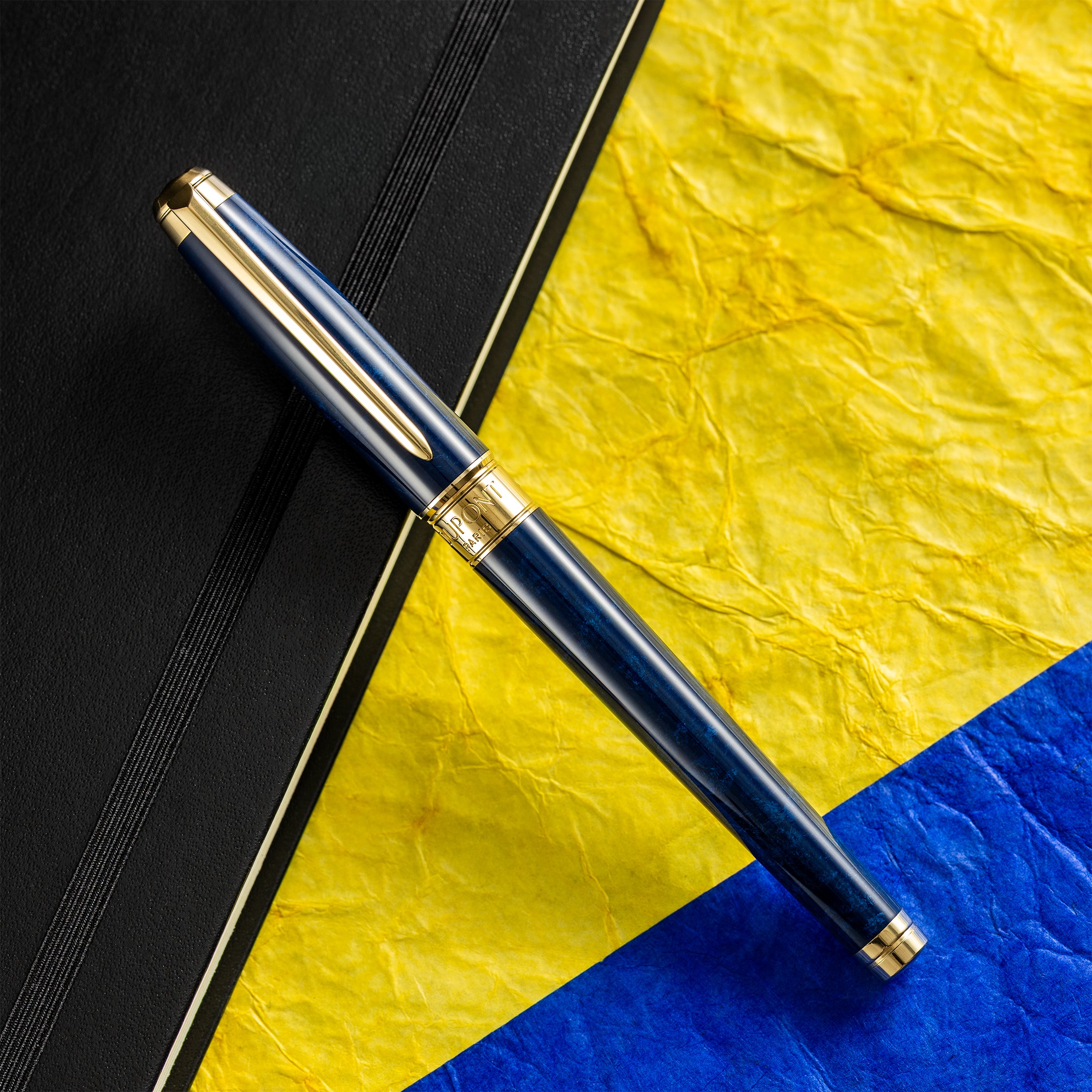 S T Dupont Line D Eternity Rollerball Pen - Limited Edition - Popote Blue - Yellow Gold Trim (Large)