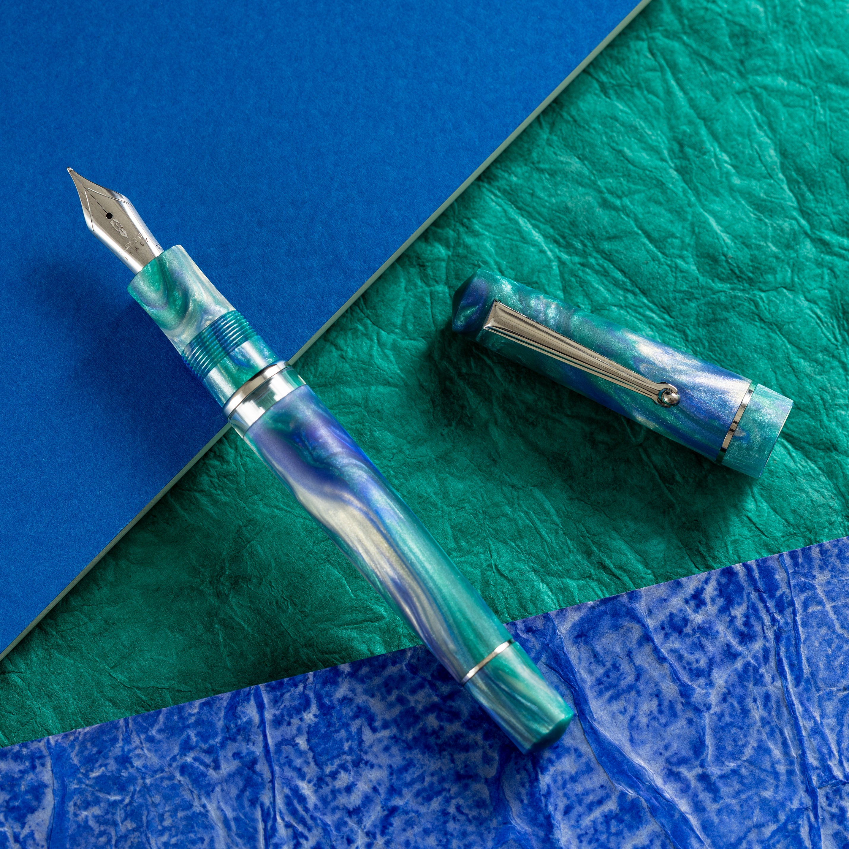 Delta Duna Fountain Pen - Reflection Pool - Chrome Trim (Limited Edition)-Pen Boutique Ltd