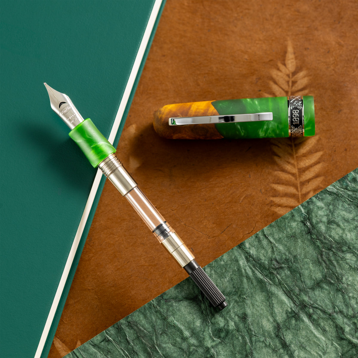 Conklin 1898 Collection Fountain Pen - Spectra Green Fusion - Chrome Trim (Limited Edition) - Pen Boutique Ltd