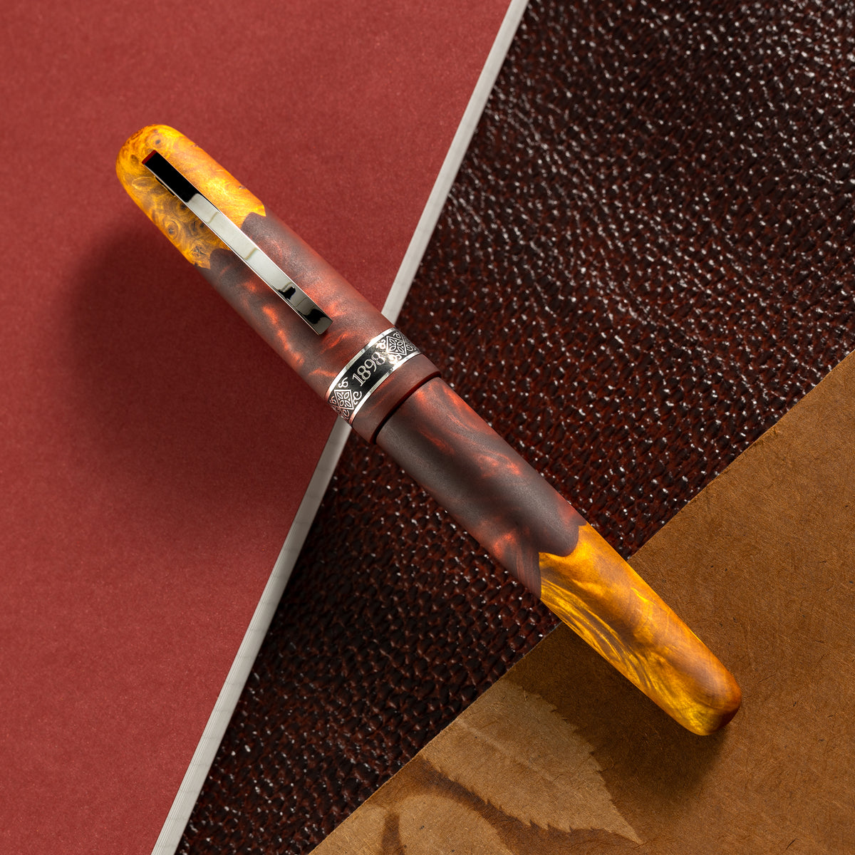 Conklin 1898 Collection Rollerball Pen - Spectra Burgundy Fusion - Chrome Trim (Limited Edition) - Pen Boutique Ltd