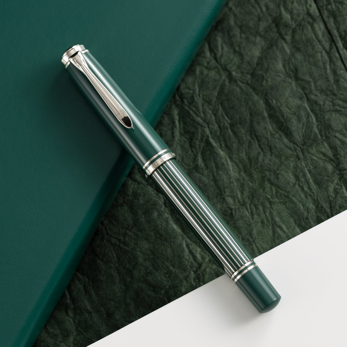 Pelikan Souveran Fountain Pen - M815 Metal Striped Green (Special Edition) - Pen Boutique Ltd