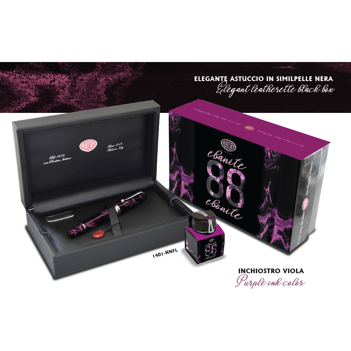 Aurora 88 Fountain Pen - Ebonite Magenta (Limited Edition)-Pen Boutique Ltd