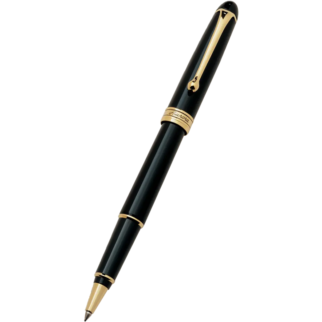 Aurora 88 Rollerball Pen - Black - Gold Plated-Pen Boutique Ltd