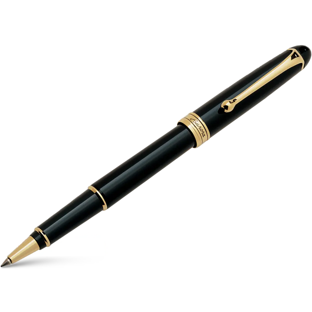 Aurora 88 Rollerball Pen - Black - Gold Plated-Pen Boutique Ltd