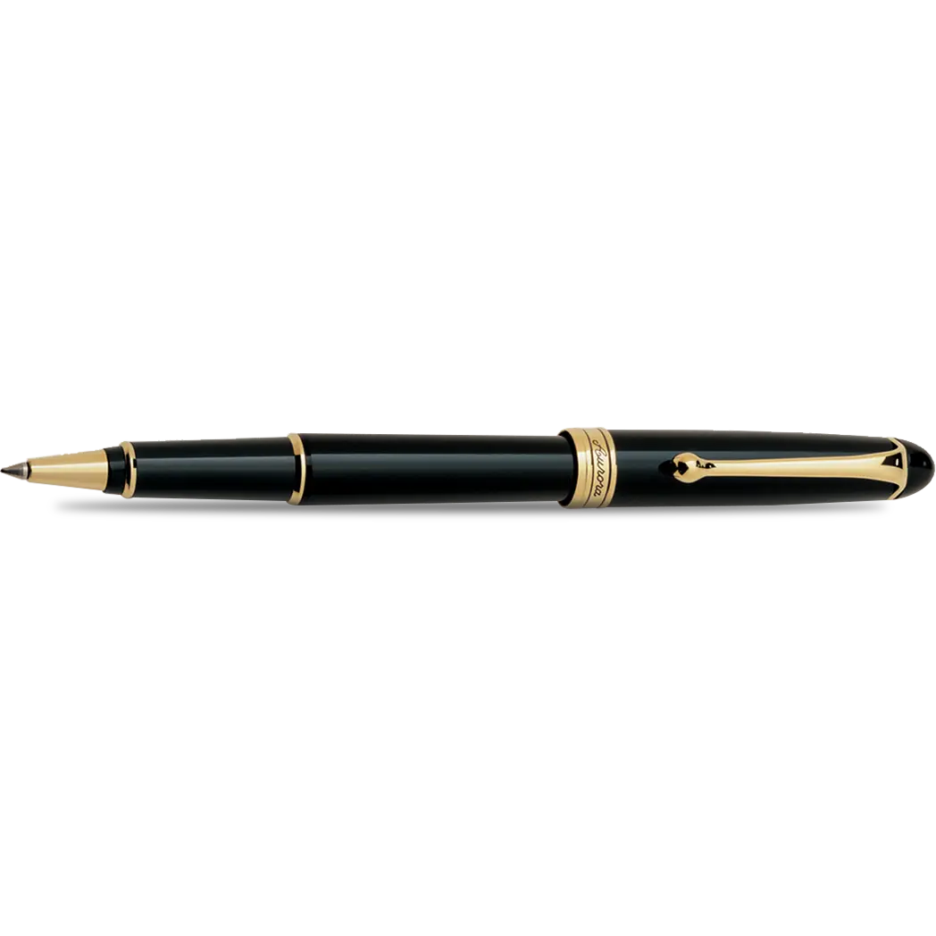 Aurora 88 Rollerball Pen - Black - Gold Plated-Pen Boutique Ltd