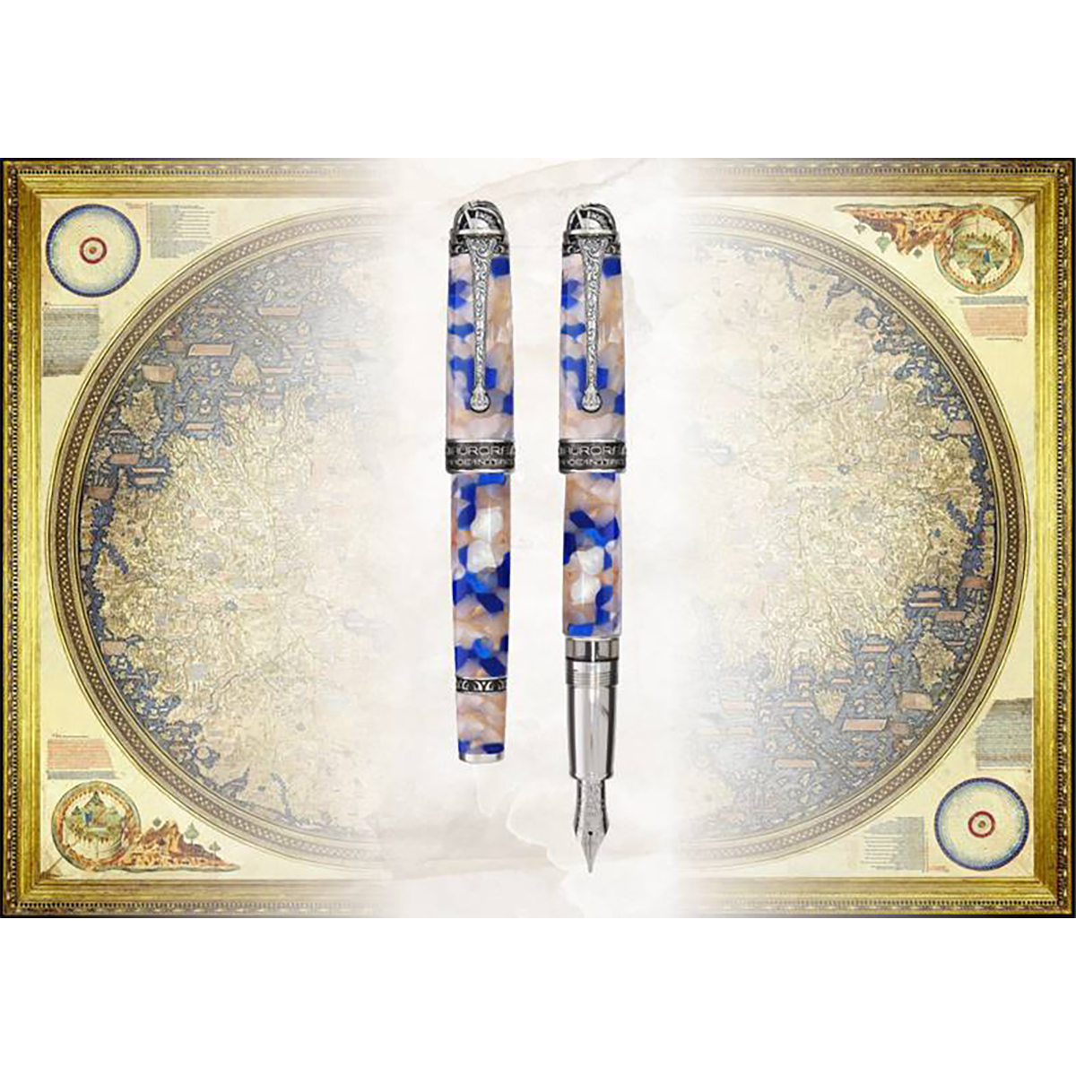 Aurora Ancient Maps Fountain Pen - Fra Mauro - 18K Gold Nib (Limited Edition)-Pen Boutique Ltd