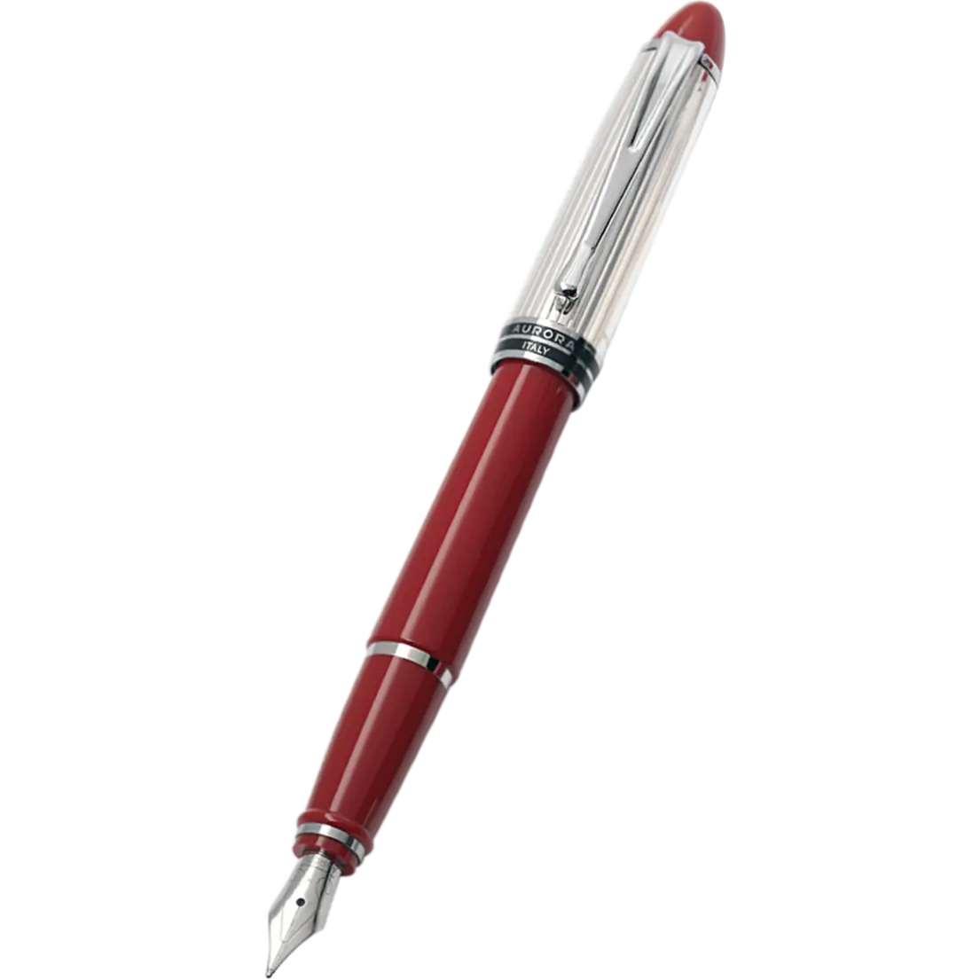 Aurora Fountain Pen - Red - Sterling Silver-Pen Boutique Ltd