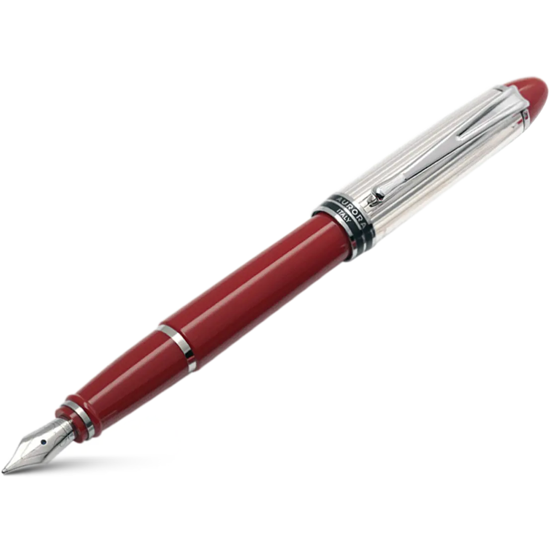 Aurora Fountain Pen - Red - Sterling Silver-Pen Boutique Ltd