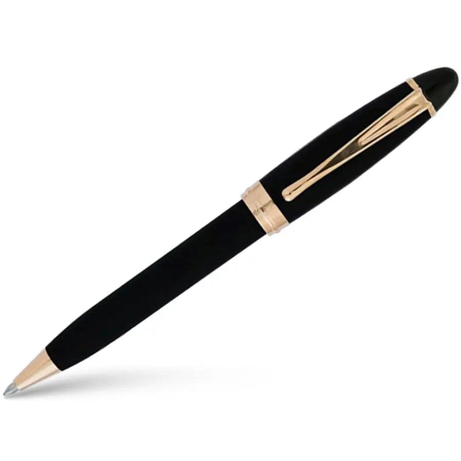 Aurora Ipsilon Ballpoint Pen - Satin Black - Rose Gold Trim - Pen Boutique Ltd