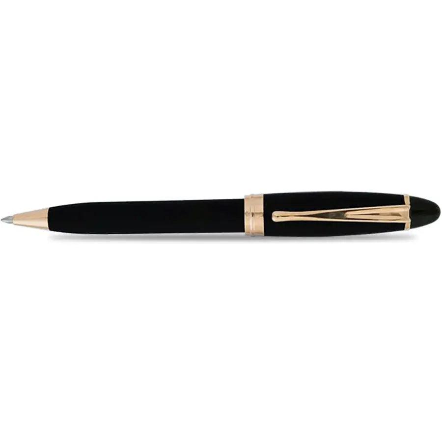 Aurora Ipsilon Ballpoint Pen - Satin Black - Rose Gold Trim-Pen Boutique Ltd