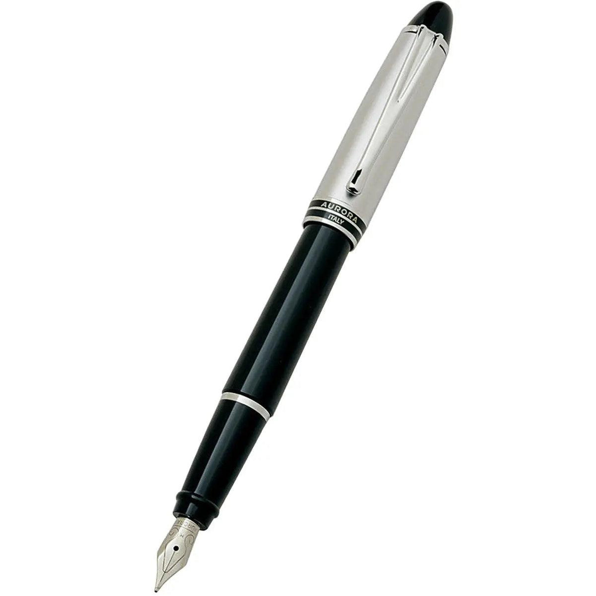 Aurora Ipsilon Fountain Pen - Black - Chrome Trim - Pen Boutique Ltd