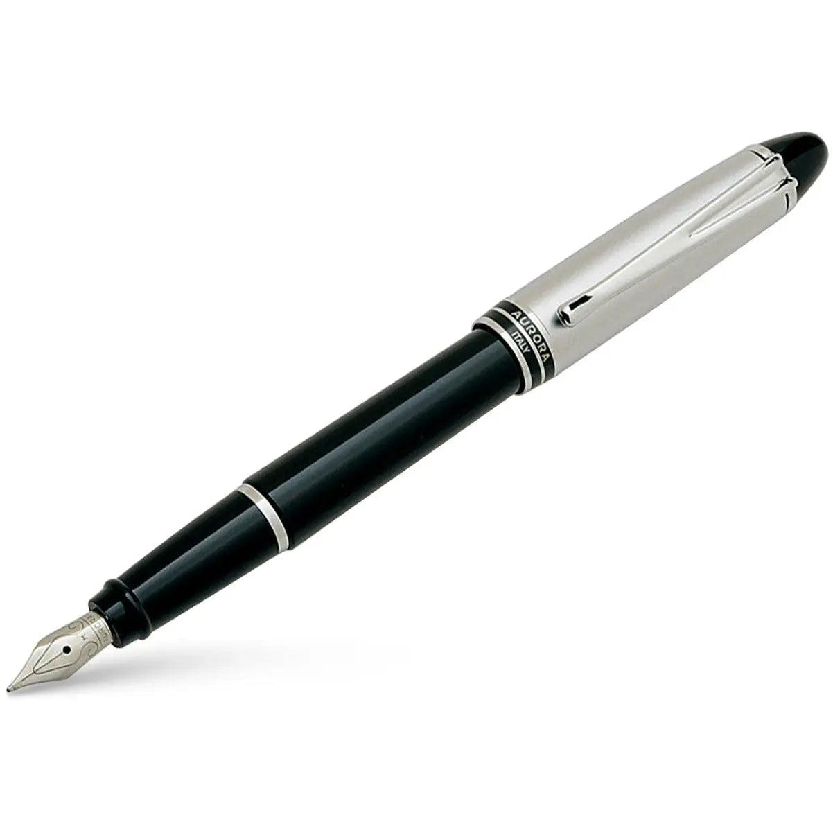 Aurora Ipsilon Fountain Pen - Black - Chrome - Broad-Pen Boutique Ltd