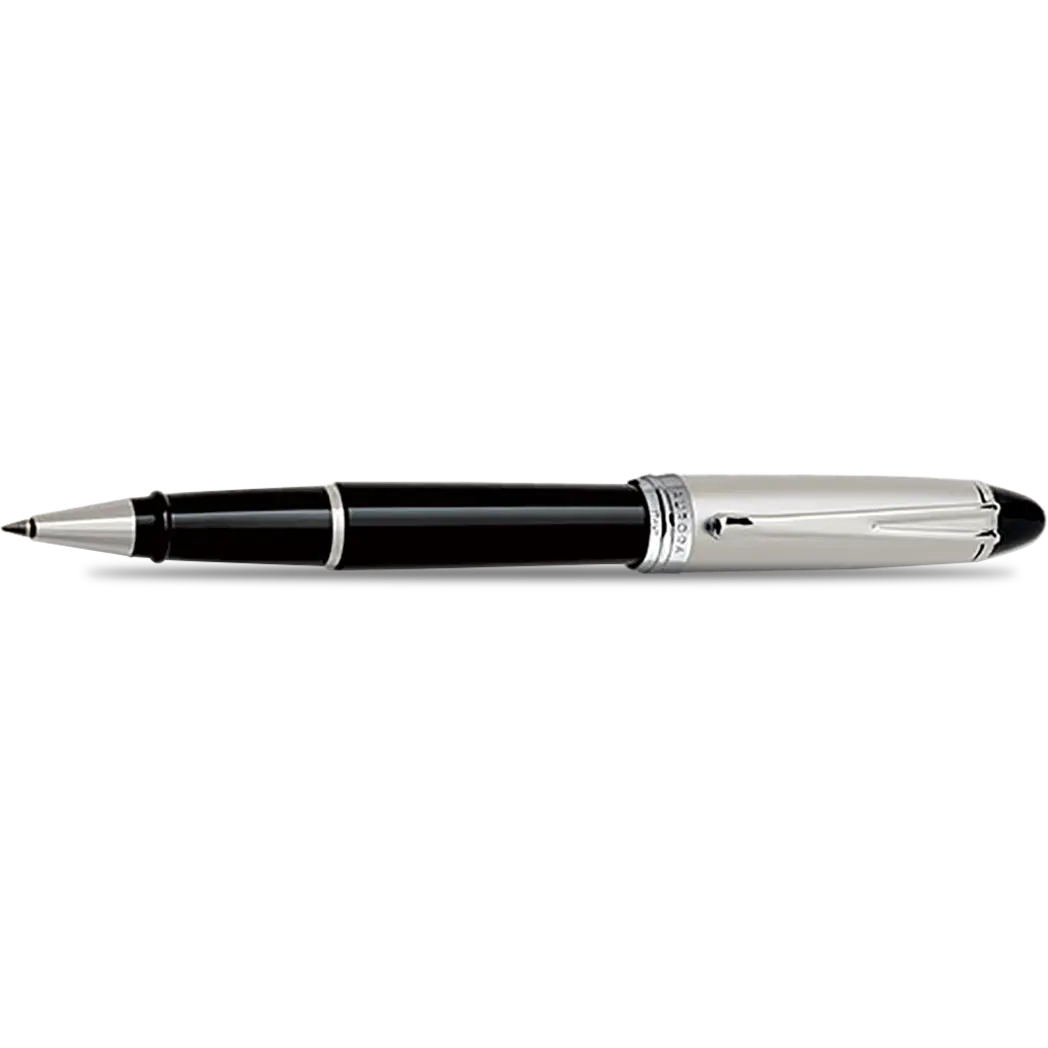 Aurora Ipsilon Rollerball Pen - Black - Chrome Trim-Pen Boutique Ltd