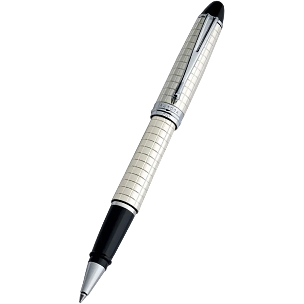 Aurora Ipsilon Rollerball Pen - Sterling Silver (Quadra Pattern)-Pen Boutique Ltd