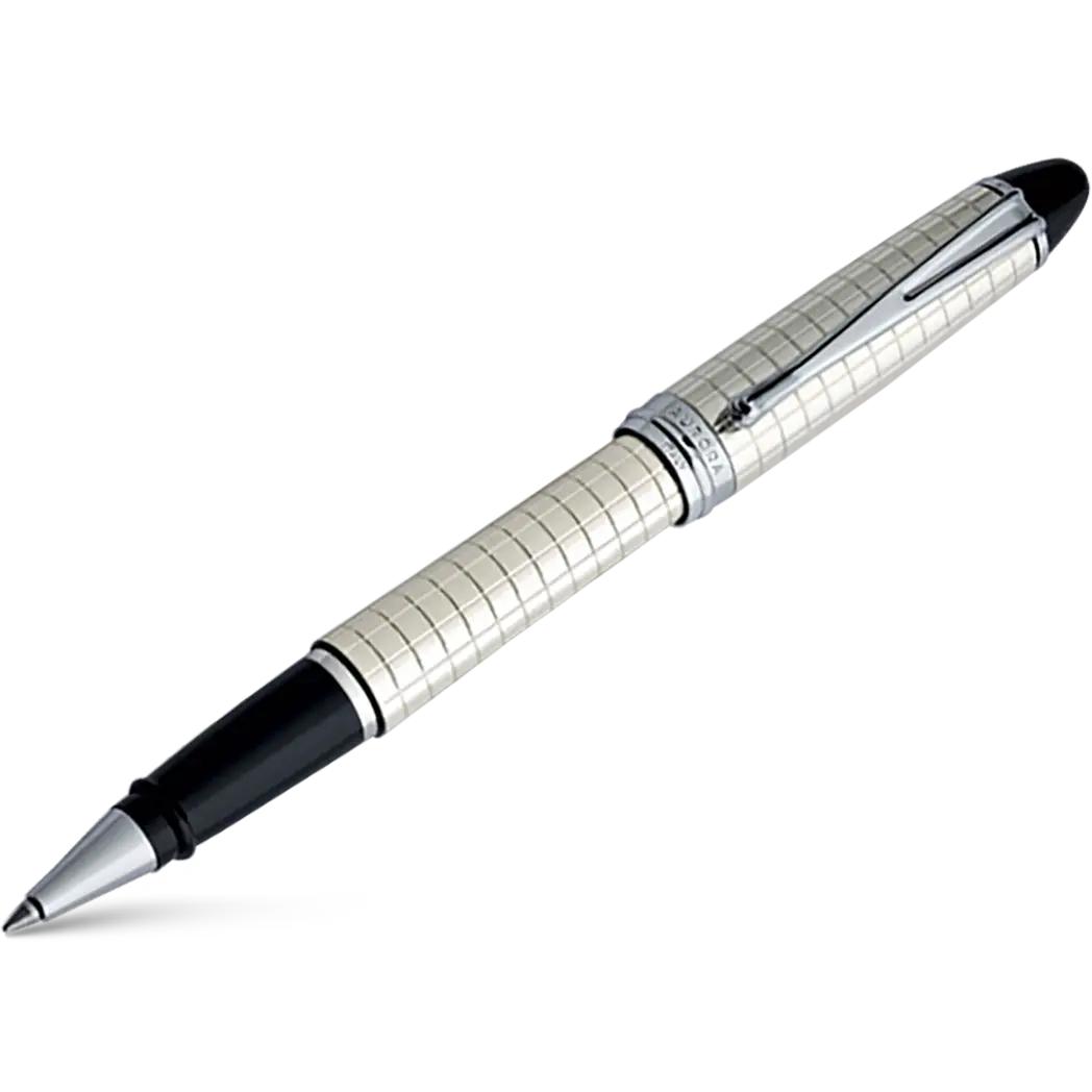 Aurora Ipsilon Rollerball Pen - Sterling Silver (Quadra Pattern)-Pen Boutique Ltd