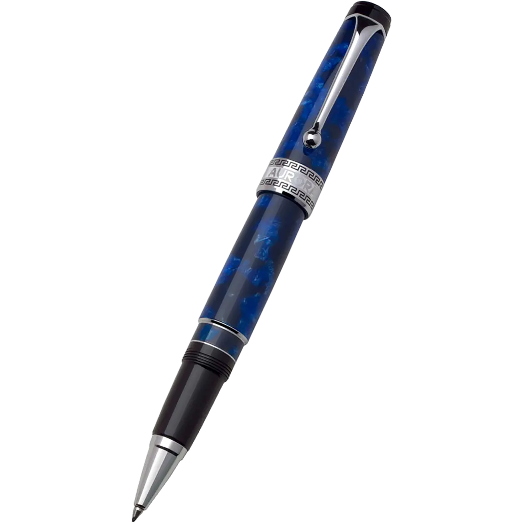 Aurora Optima Auroloide Rollerball Pen - Blue - Silver Trim-Pen Boutique Ltd