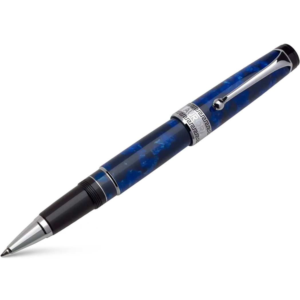 Aurora Optima Auroloide Rollerball Pen - Blue - Silver Trim-Pen Boutique Ltd