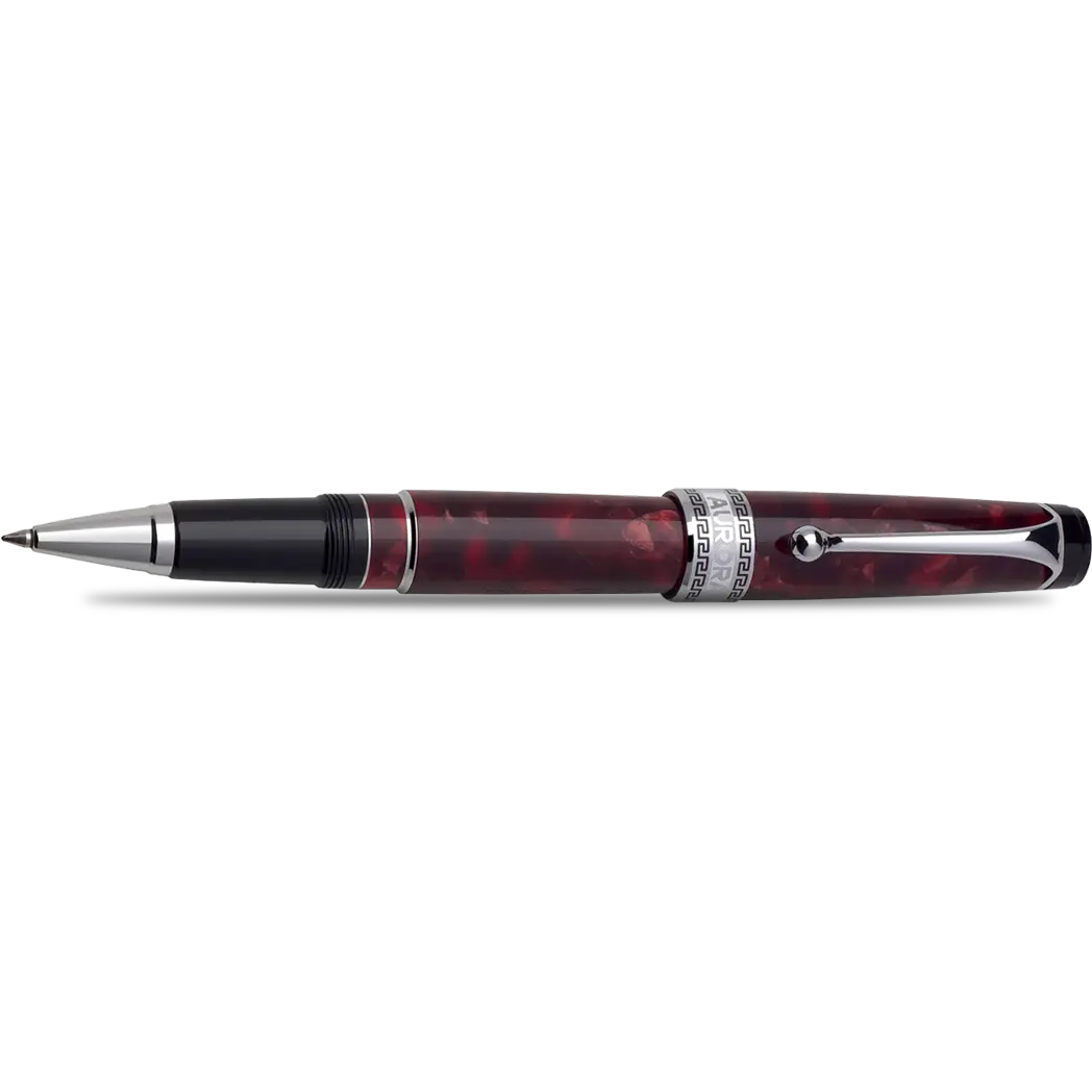 Aurora Optima Auroloide Rollerball Pen - Burgundy - Silver Trim-Pen Boutique Ltd