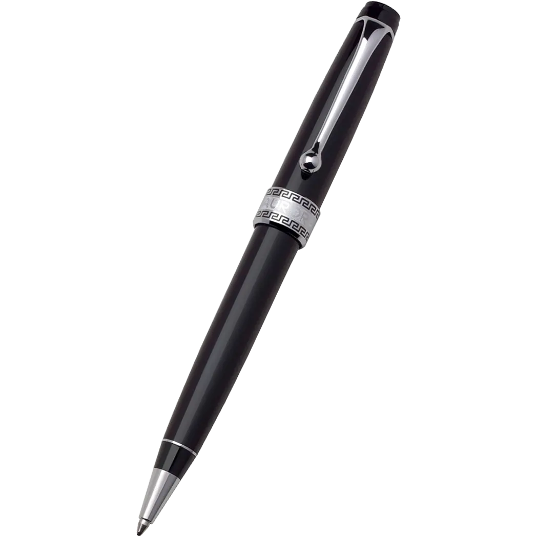 Aurora Optima Ballpoint Pen - Black - Chrome Trim-Pen Boutique Ltd