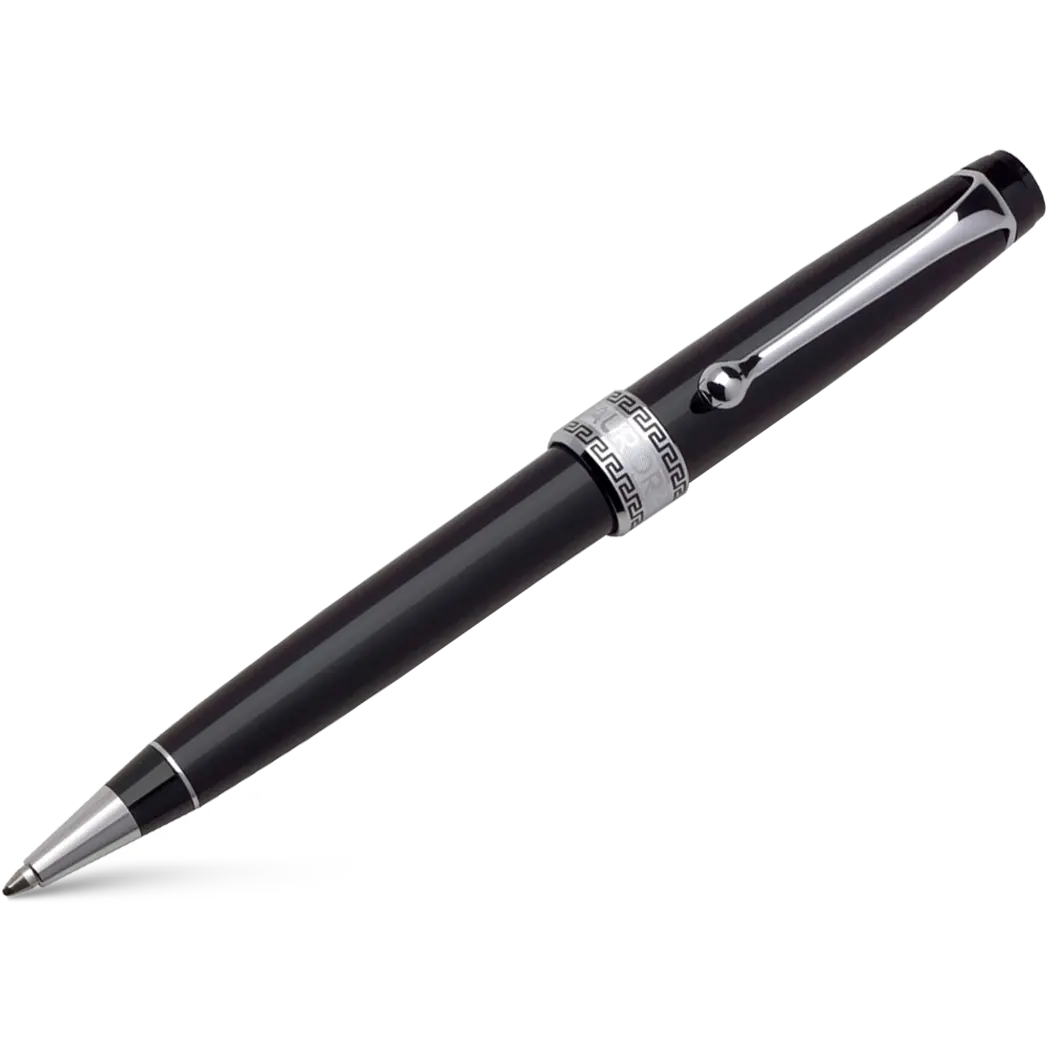 Aurora Optima Ballpoint Pen - Black - Chrome Trim-Pen Boutique Ltd