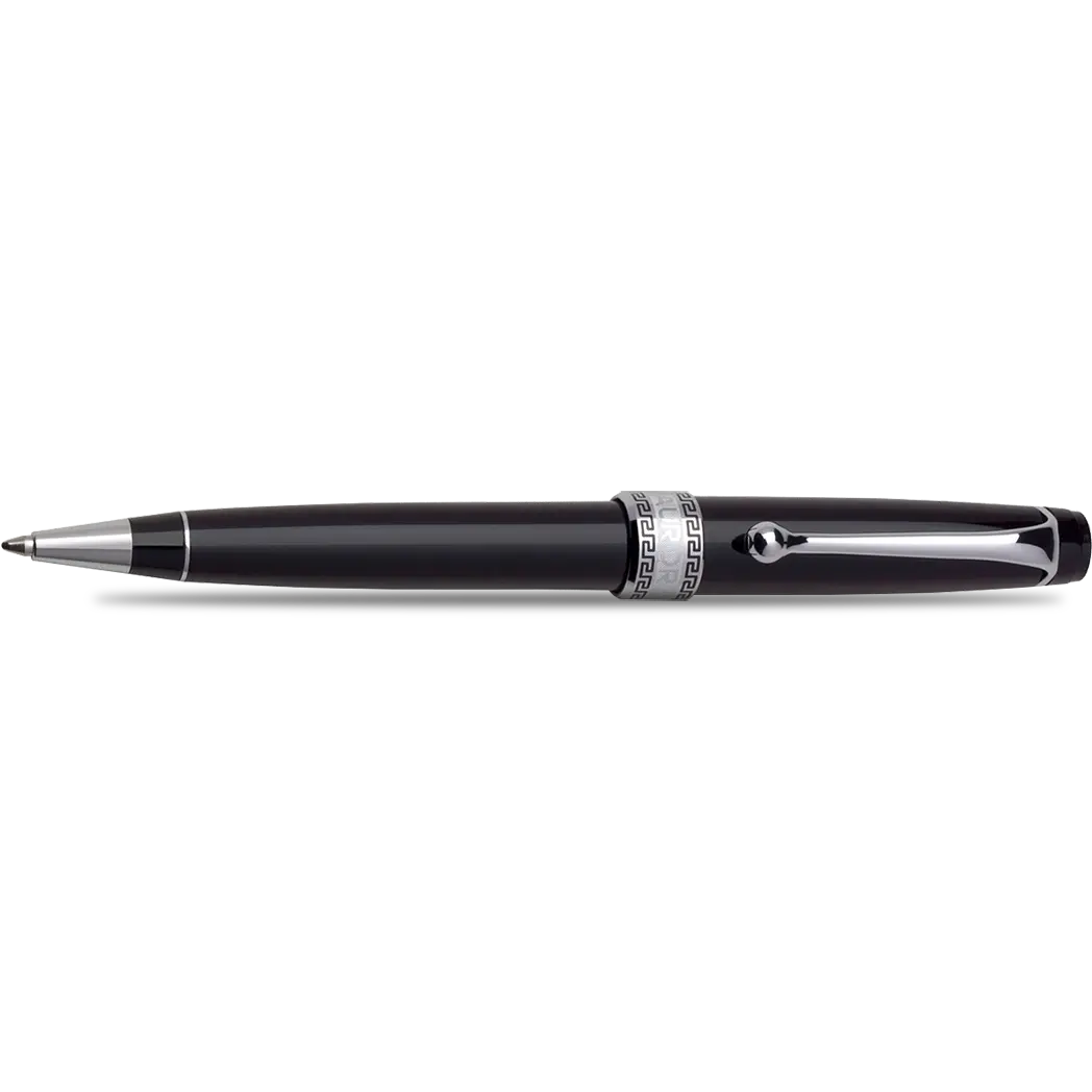 Aurora Optima Ballpoint Pen - Black - Chrome Trim-Pen Boutique Ltd