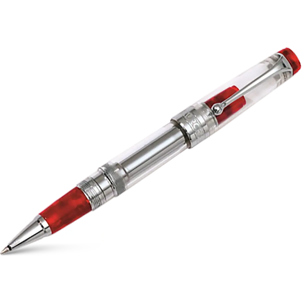 Aurora Optima Demonstrator Rollerball Pen - Red Auroloide - Chrome Trim-Pen Boutique Ltd