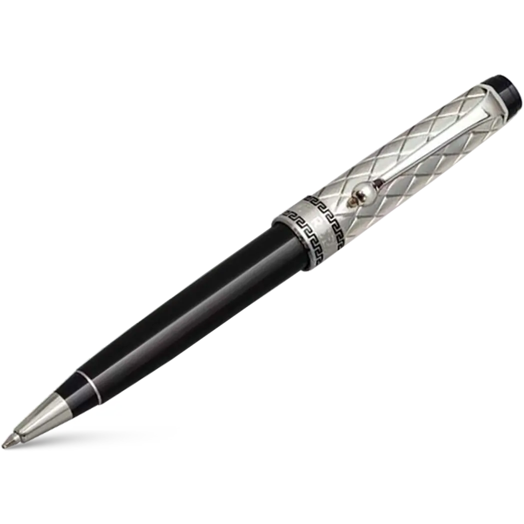 Aurora Optima Riflessi Ballpoint Pen - Black - Sterling Silver-Pen Boutique Ltd