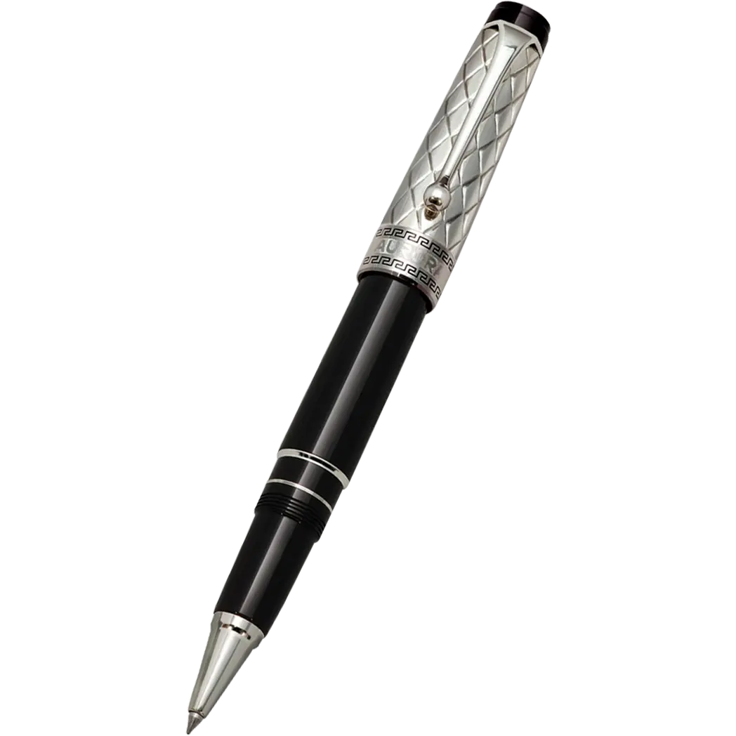 Aurora Optima Riflessi Rollerball Pen - Black - Sterling Silver-Pen Boutique Ltd