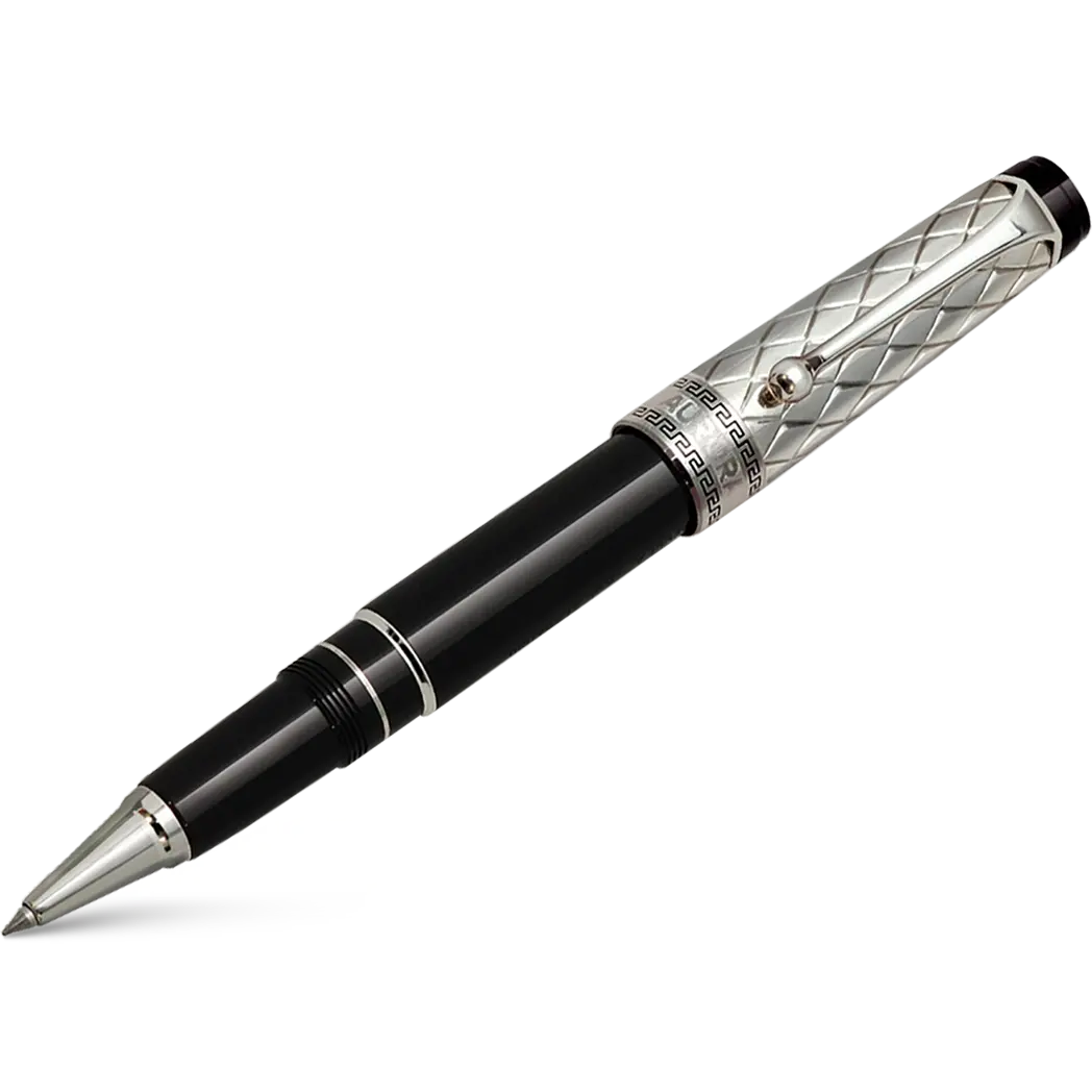 Aurora Optima Riflessi Rollerball Pen - Black - Sterling Silver-Pen Boutique Ltd