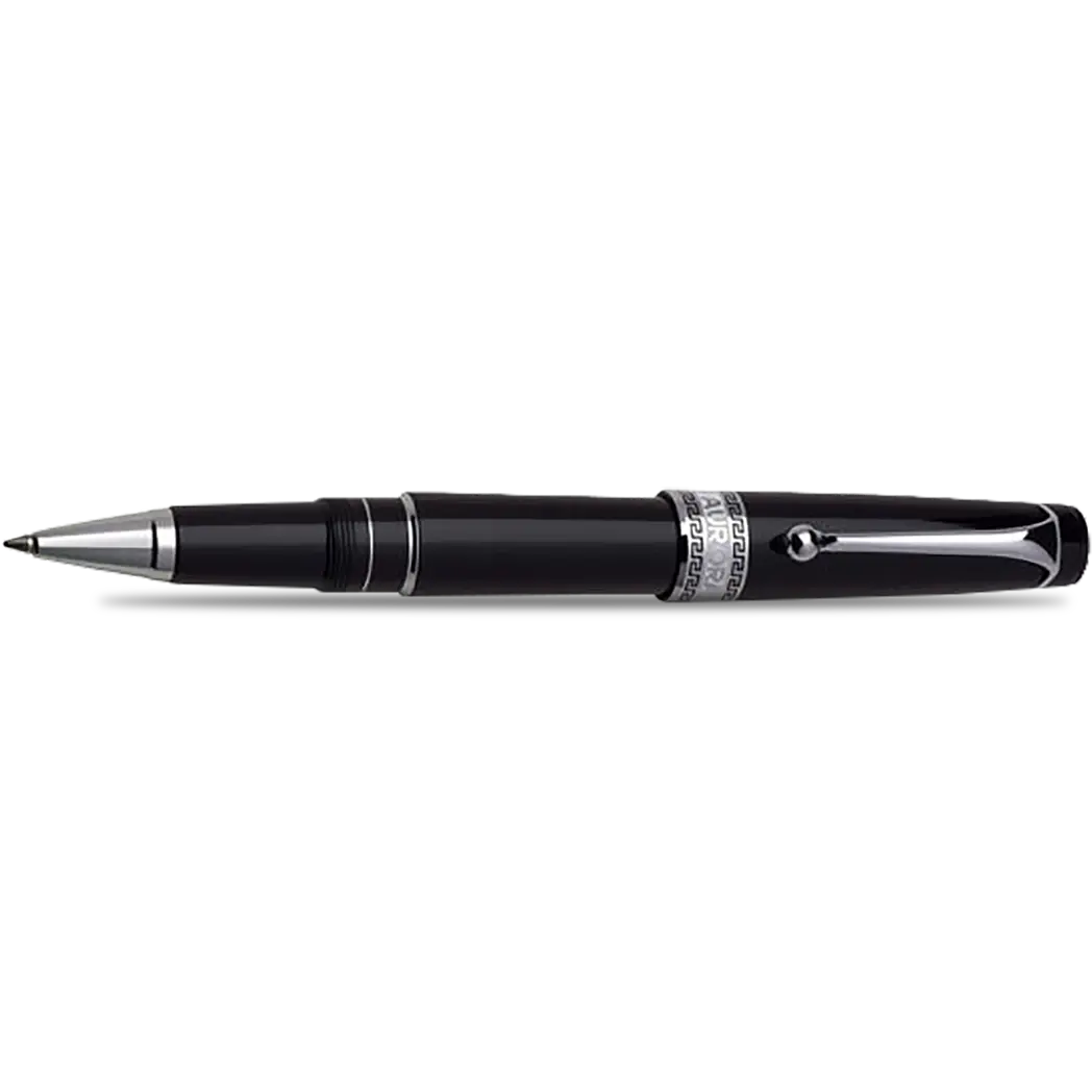 Aurora Optima Rollerball Pen - Black - Chrome Plated Trim-Pen Boutique Ltd