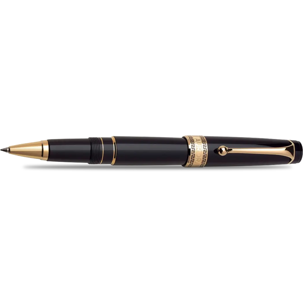 Aurora Optima Rollerball Pen - Black - Gold Plated Trim-Pen Boutique Ltd