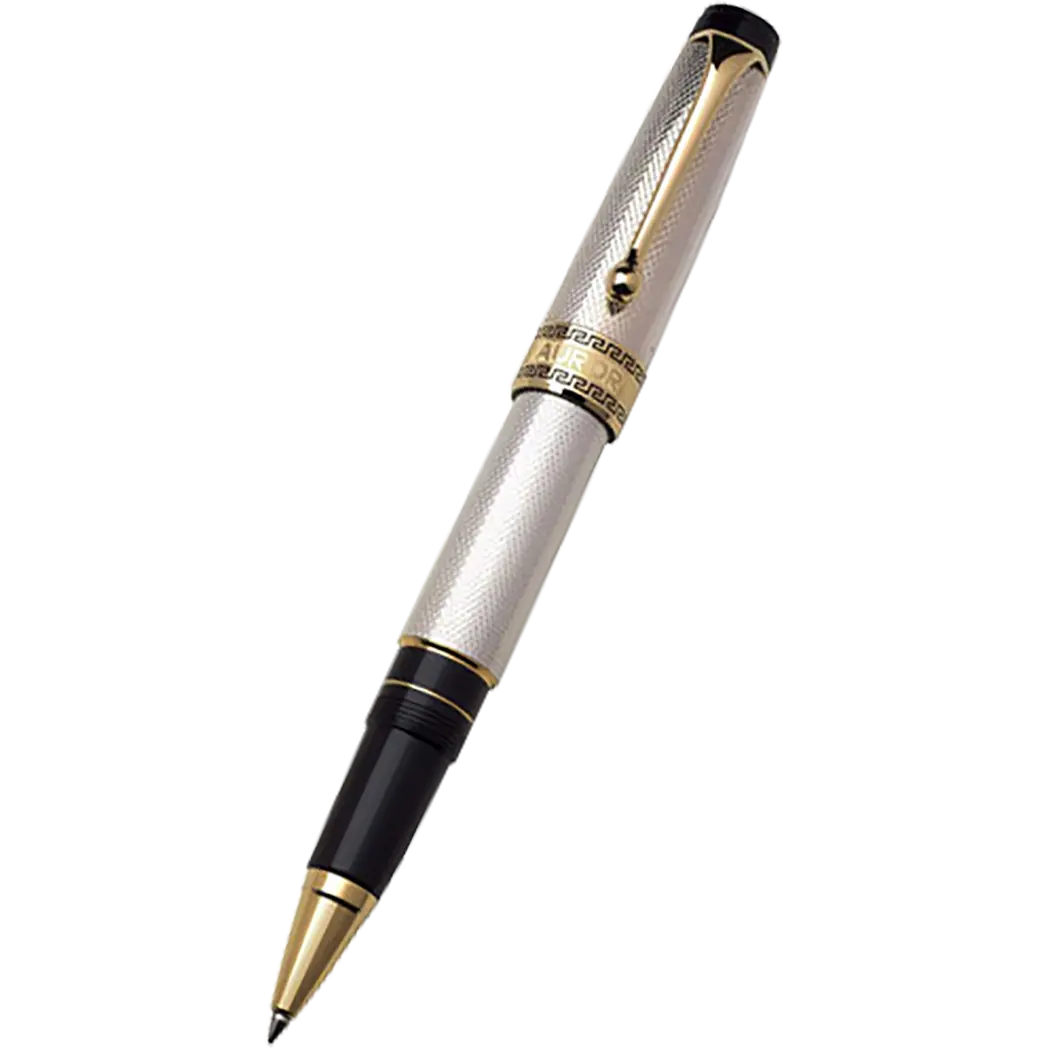 Aurora Optima Rollerball Pen - Solid Silver-Pen Boutique Ltd